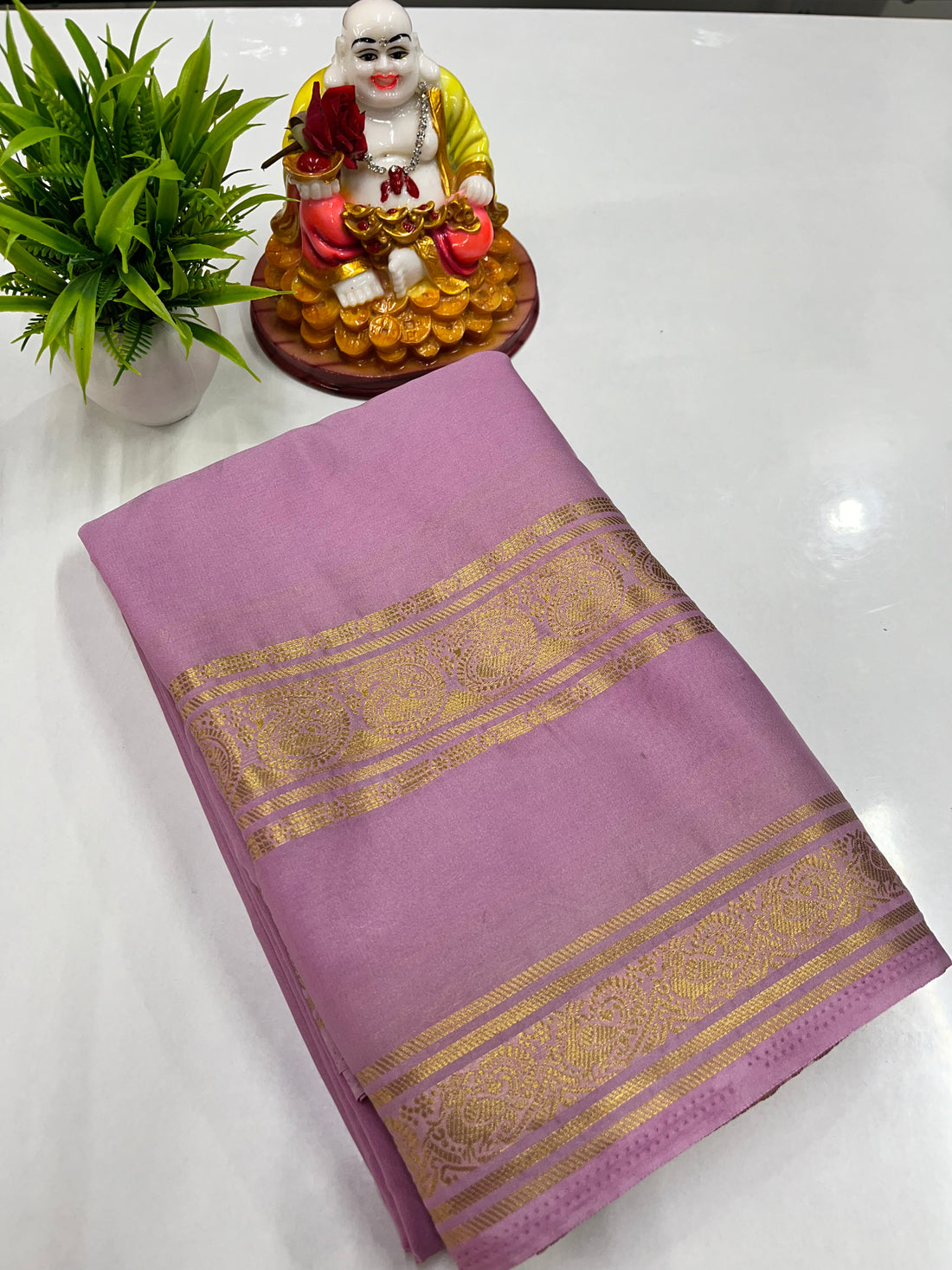 Elegant Semi Crepe Saree with Mango & Peacock Design – Padmavathi Silks and Sarees