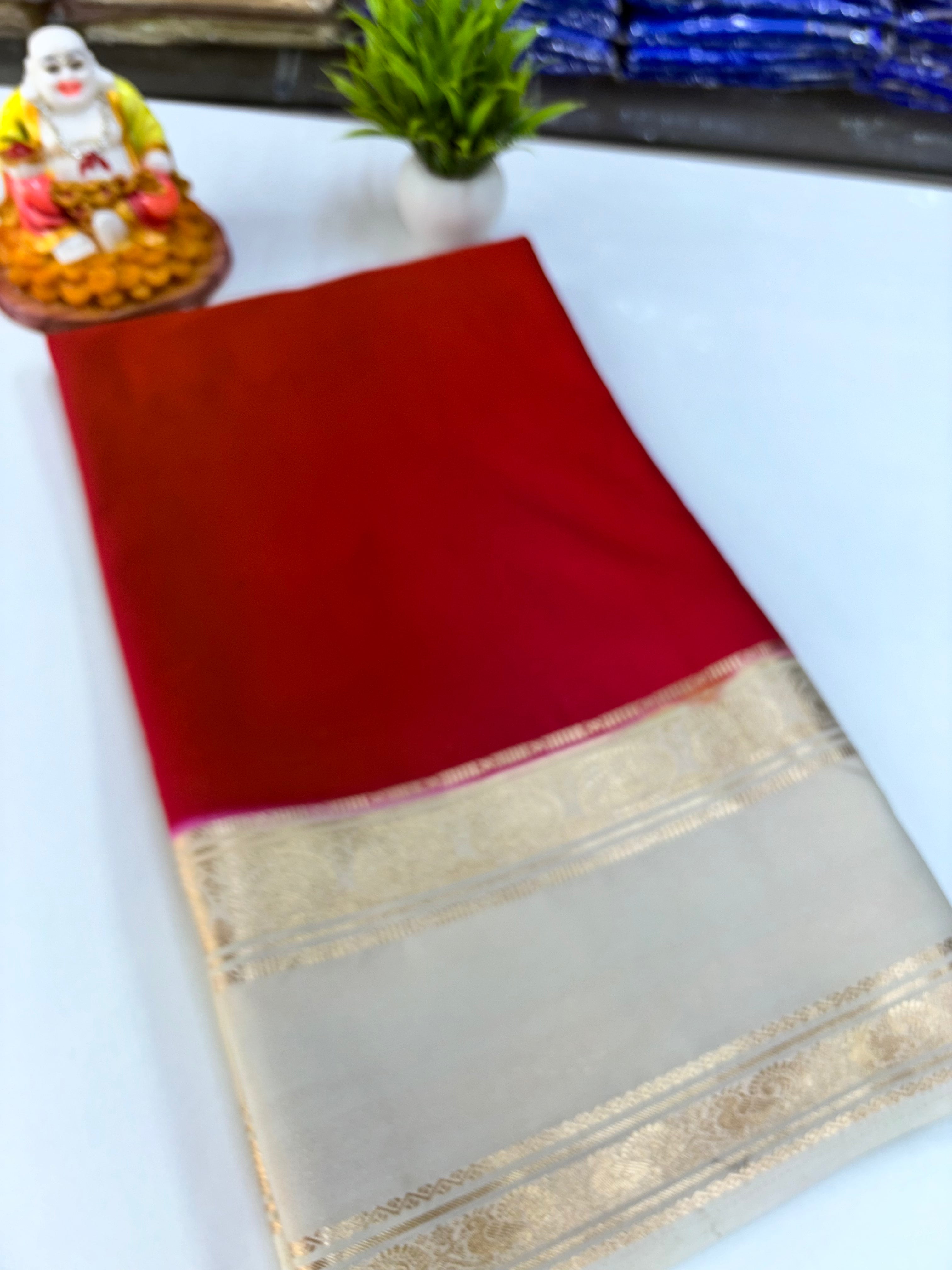 Elegant Semi Crepe Saree with Peacock Design and Contrast Color