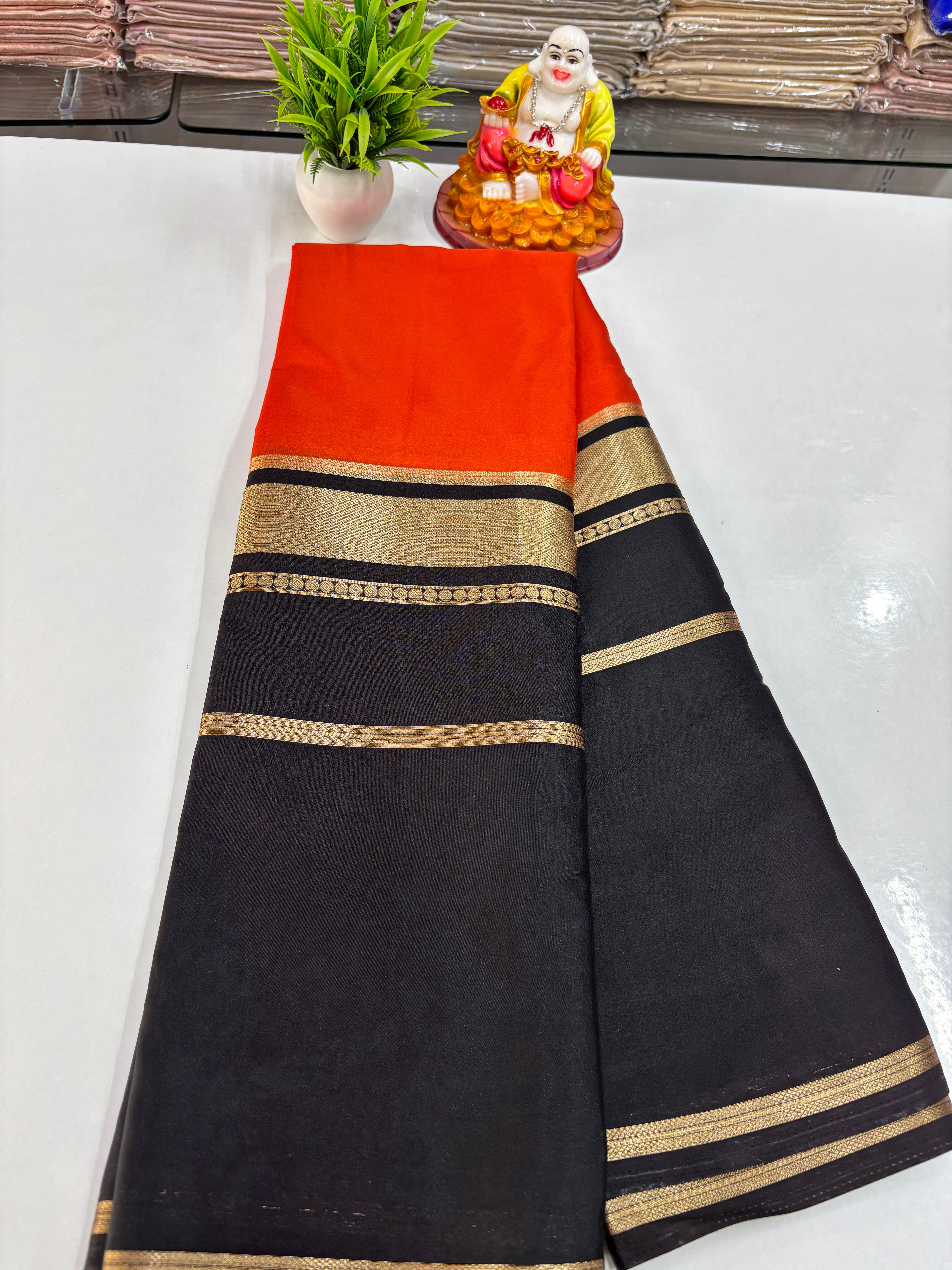 2D Premium Semi Crepe Saree with Beautiful Color Combination