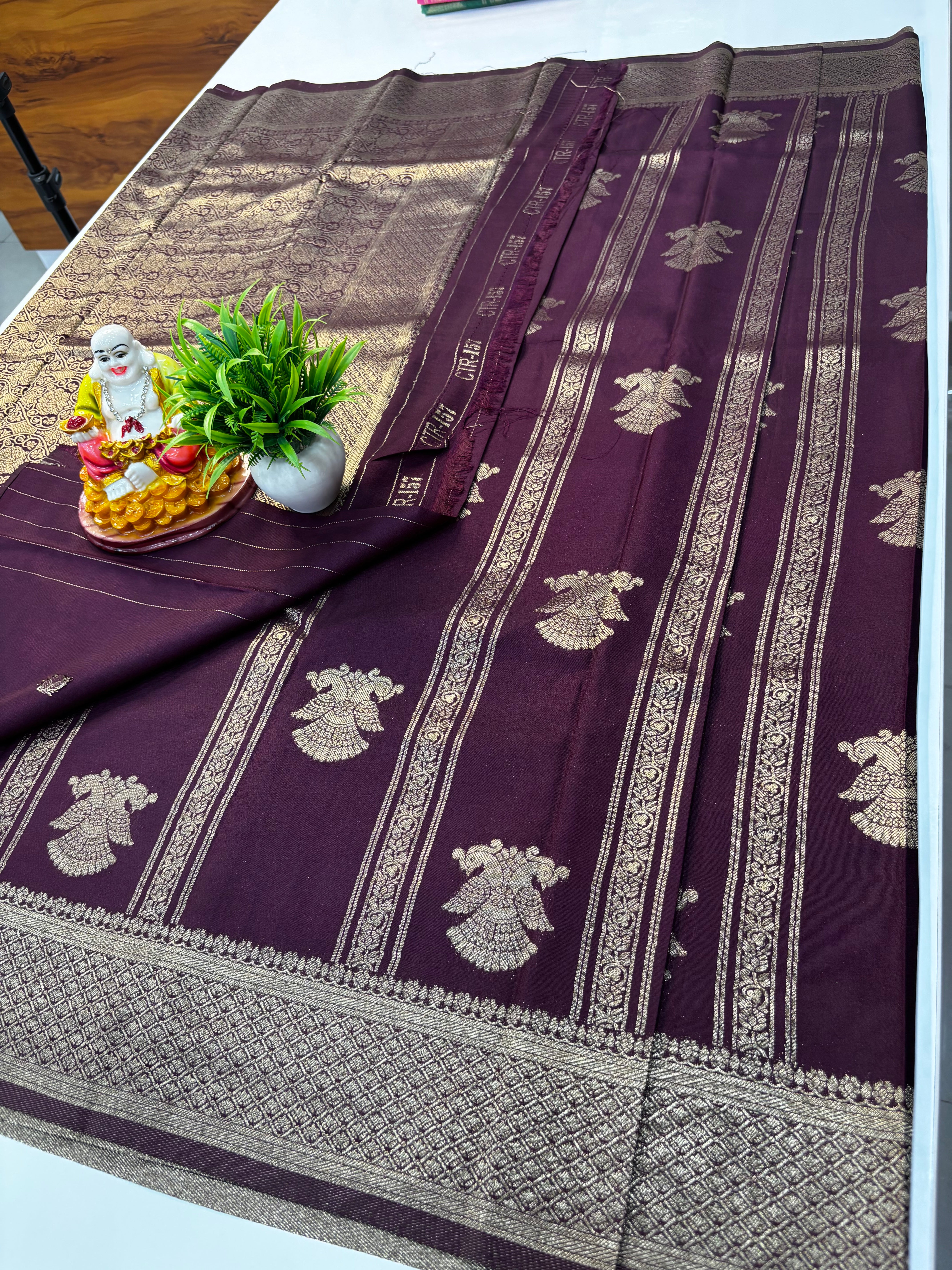 Premium Georgette Saree with Garuda Design & Rich Pallu | Padmavathi Silks and Sarees