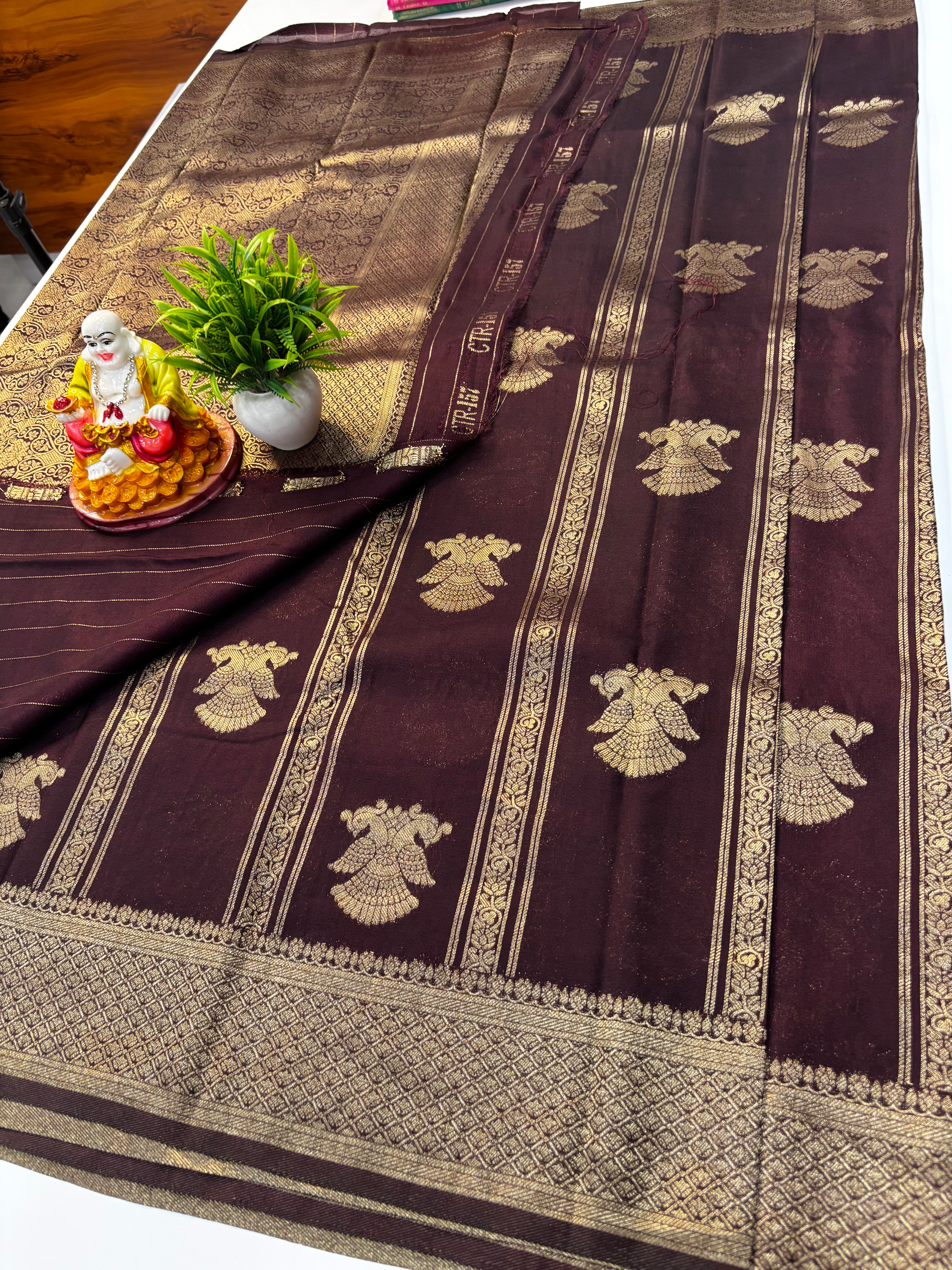 Premium Georgette Saree with Garuda Design & Rich Pallu | Padmavathi Silks and Sarees