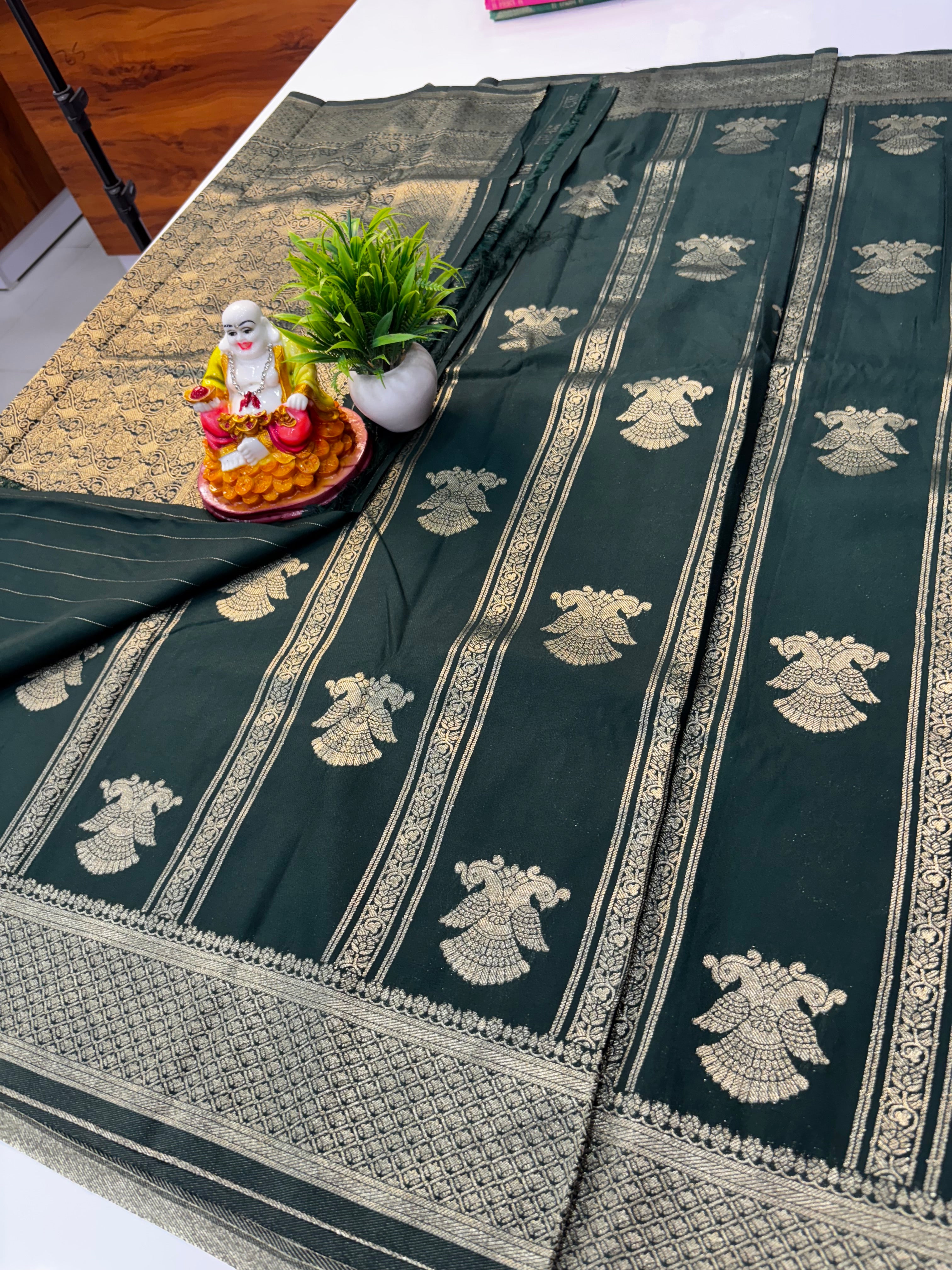 Premium Georgette Saree with Garuda Design & Rich Pallu | Padmavathi Silks and Sarees