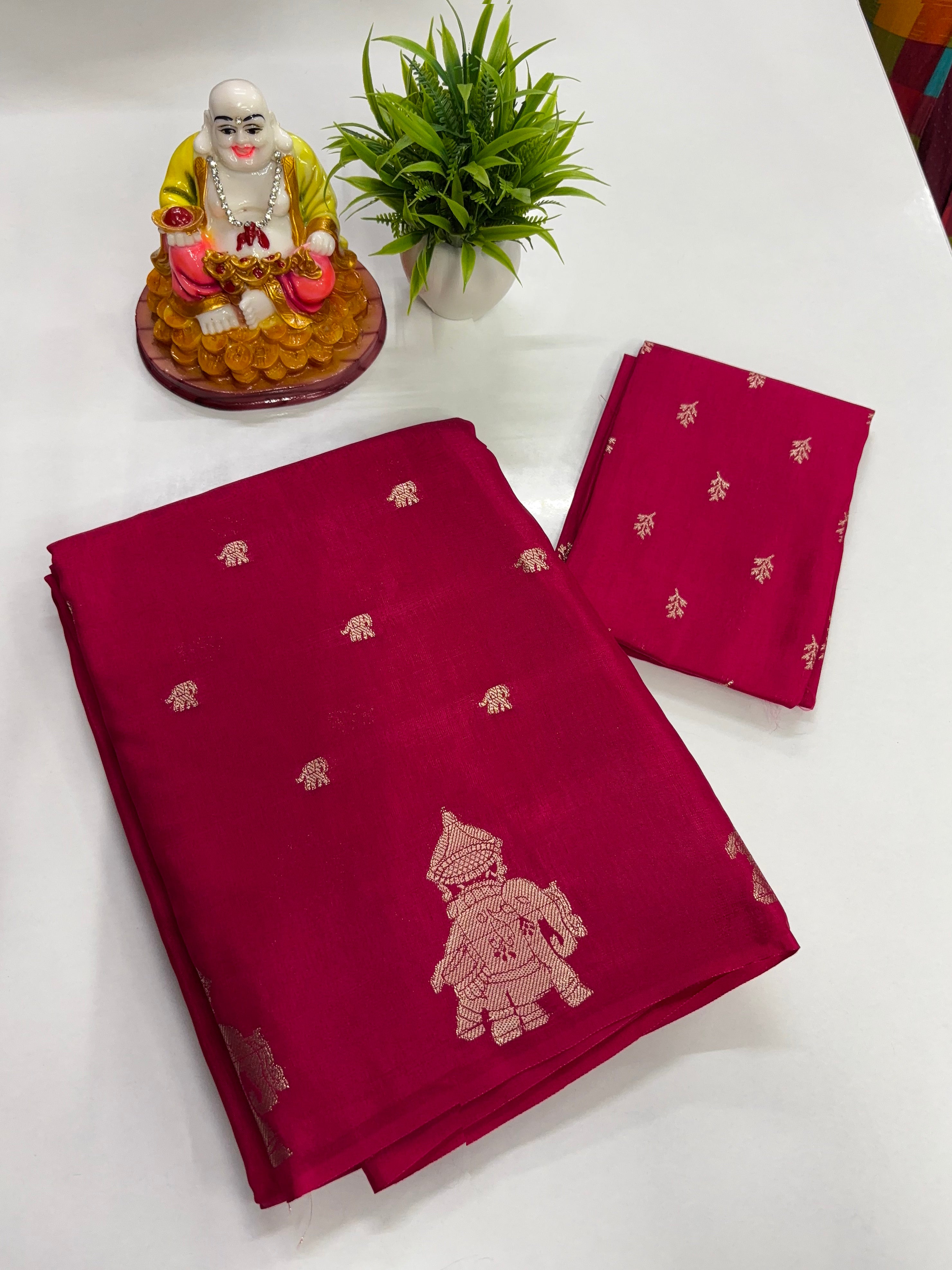 Premium Viscose Saree with Beautiful Elephant Border & Rich Pallu – Padmavathi Silks and Sarees