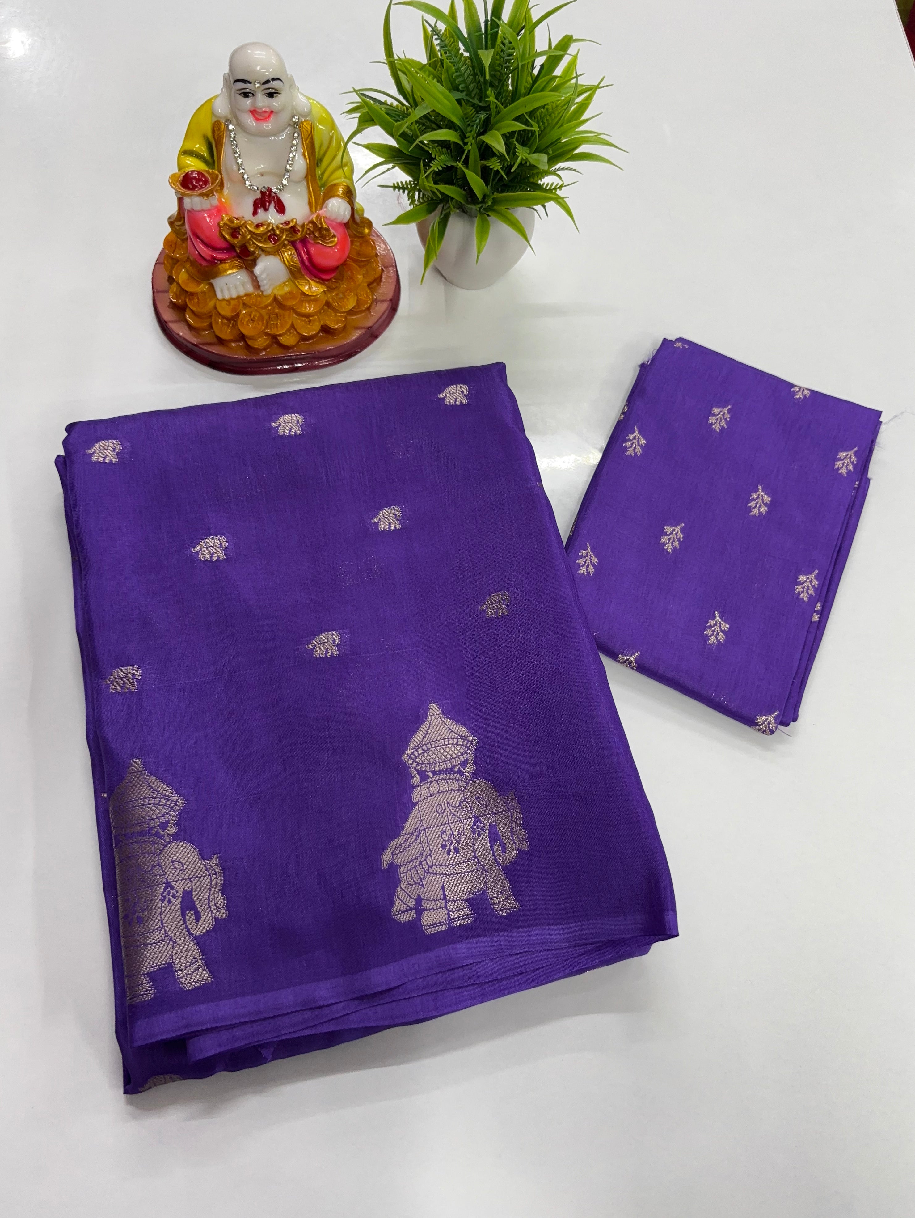 Premium Viscose Saree with Beautiful Elephant Border & Rich Pallu – Padmavathi Silks and Sarees