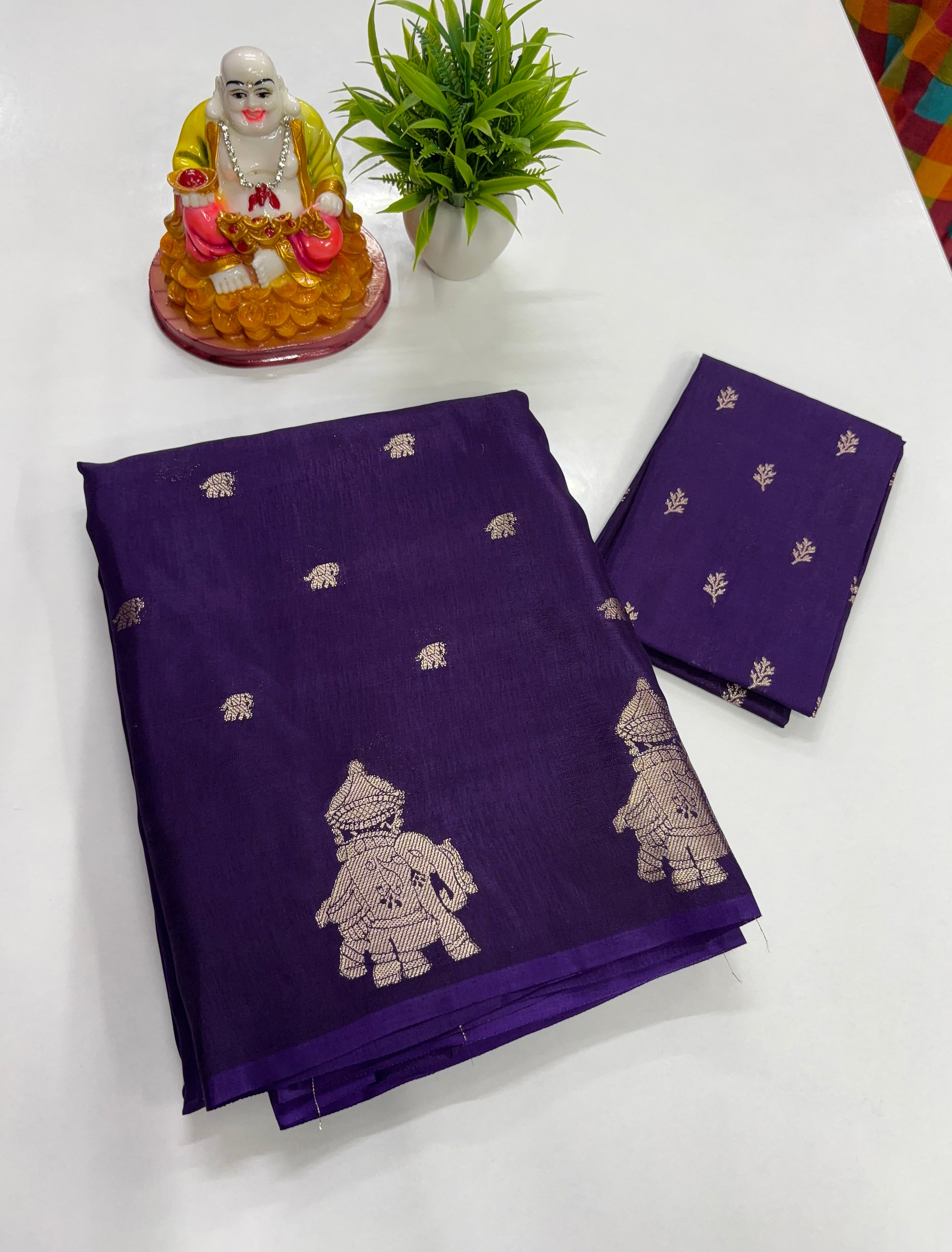 Premium Viscose Saree with Beautiful Elephant Border & Rich Pallu – Padmavathi Silks and Sarees