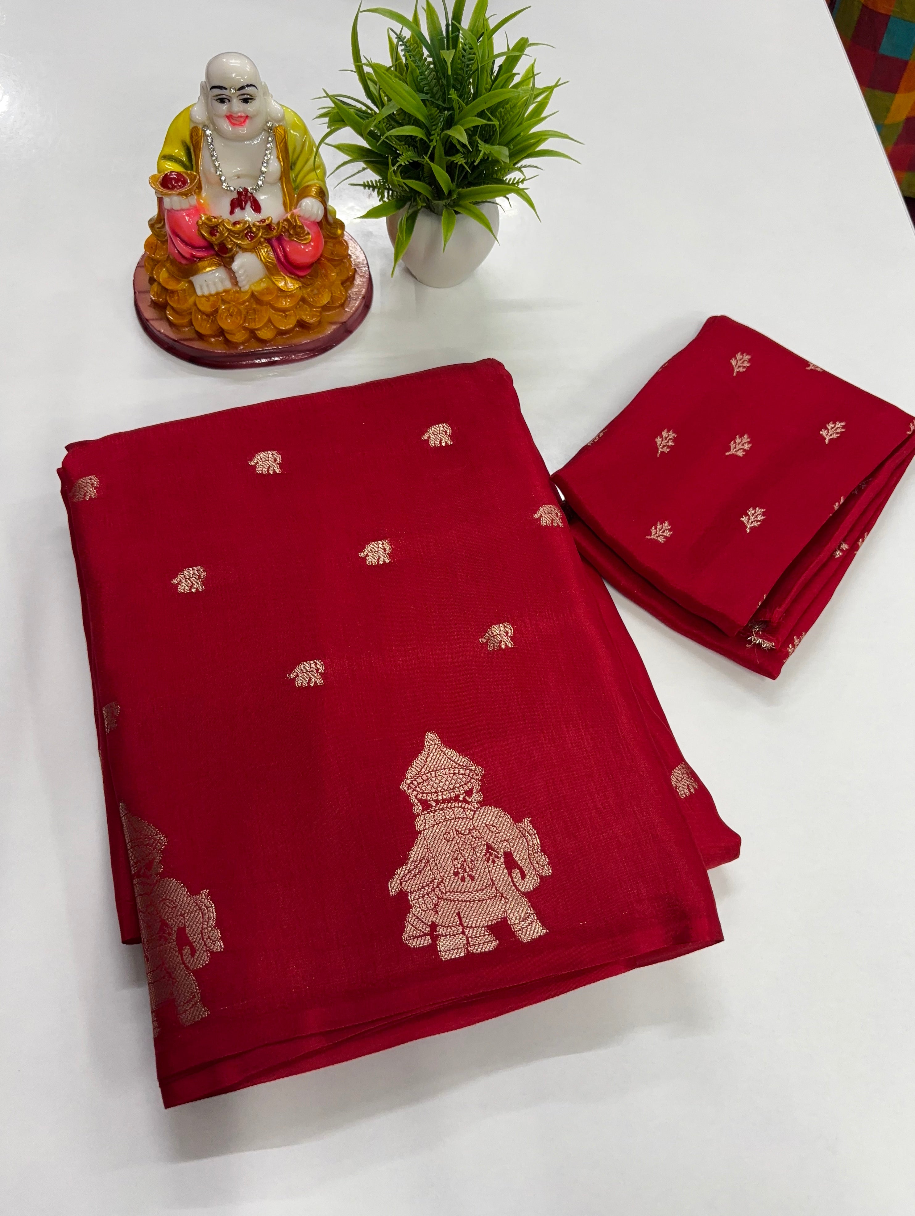 Premium Viscose Saree with Beautiful Elephant Border & Rich Pallu – Padmavathi Silks and Sarees