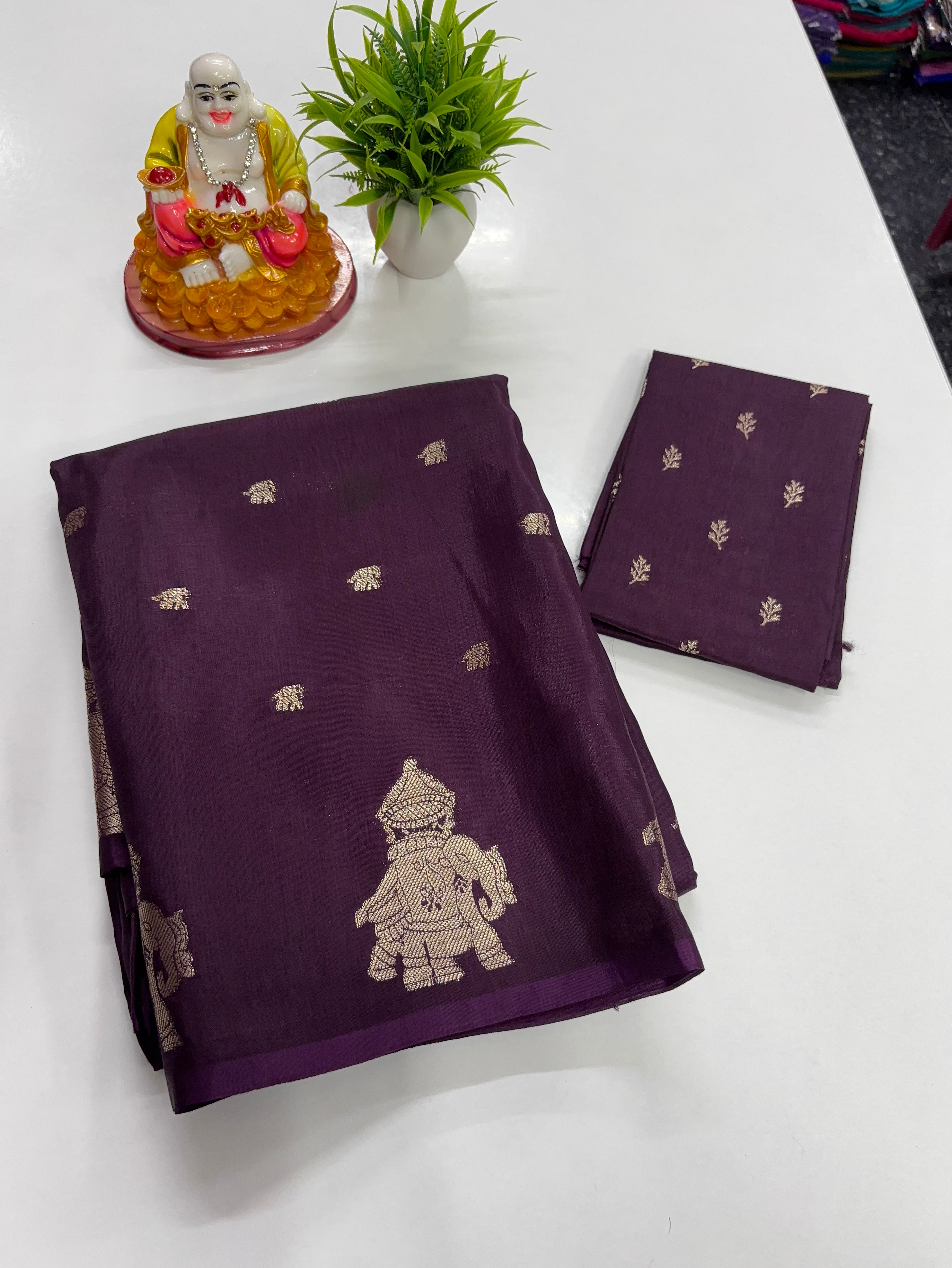 Premium Viscose Saree with Beautiful Elephant Border & Rich Pallu – Padmavathi Silks and Sarees