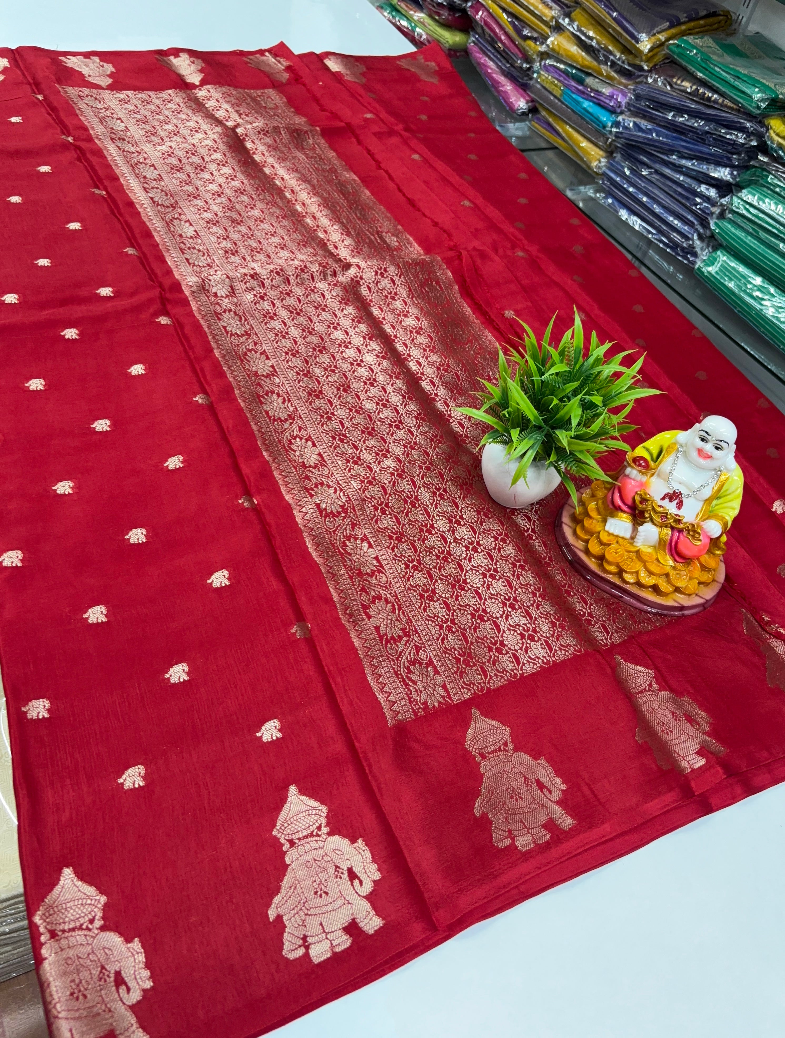 Premium Viscose Saree with Beautiful Elephant Border & Rich Pallu – Padmavathi Silks and Sarees
