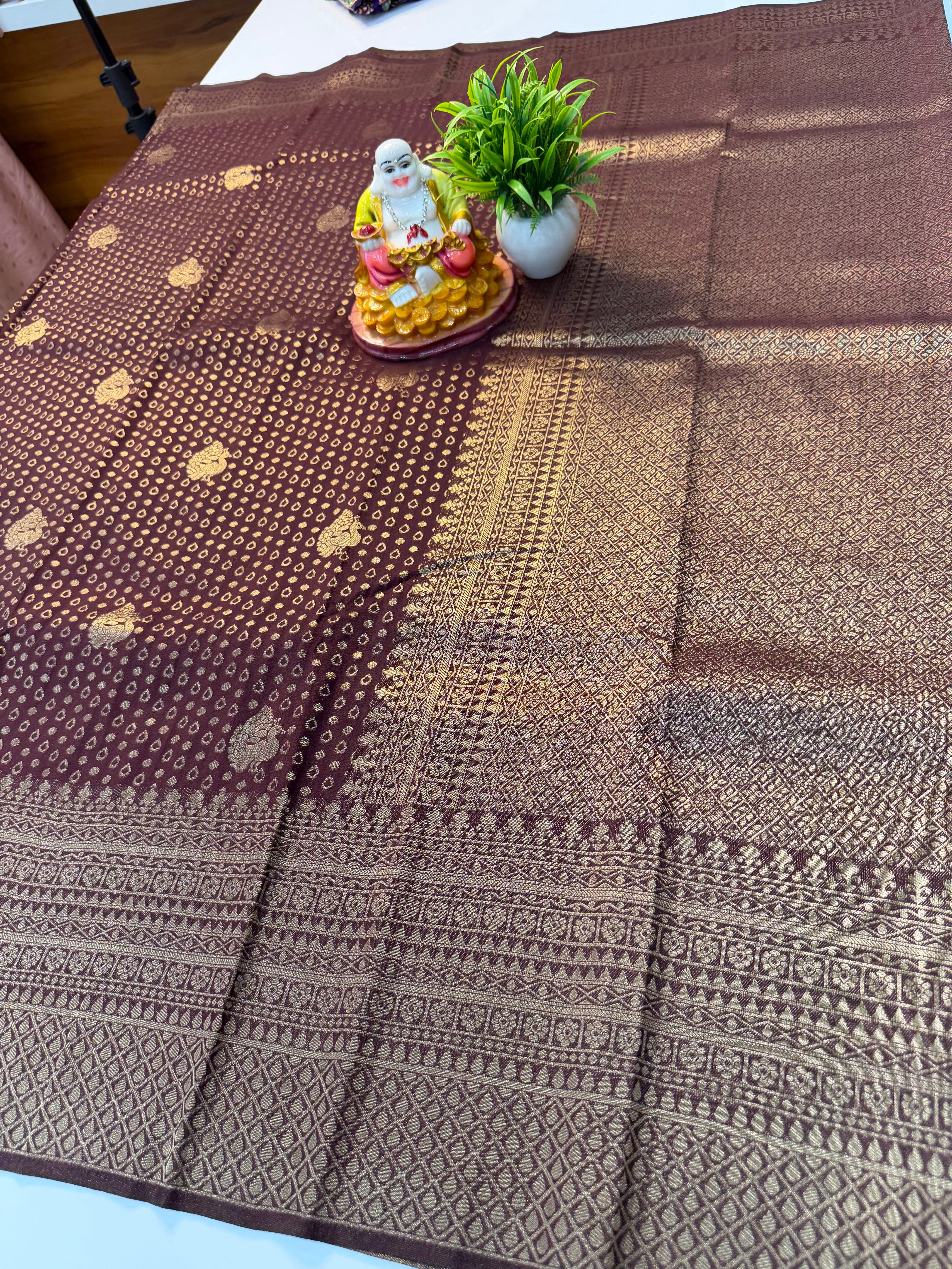 Premium Georgette Saree with Peacock Buttas and Rich Pallu
