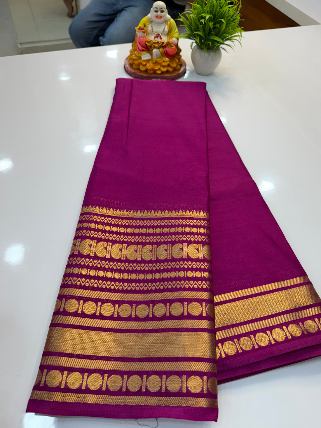 Mysore Crepe Silk Saree with Beautiful Mango Border