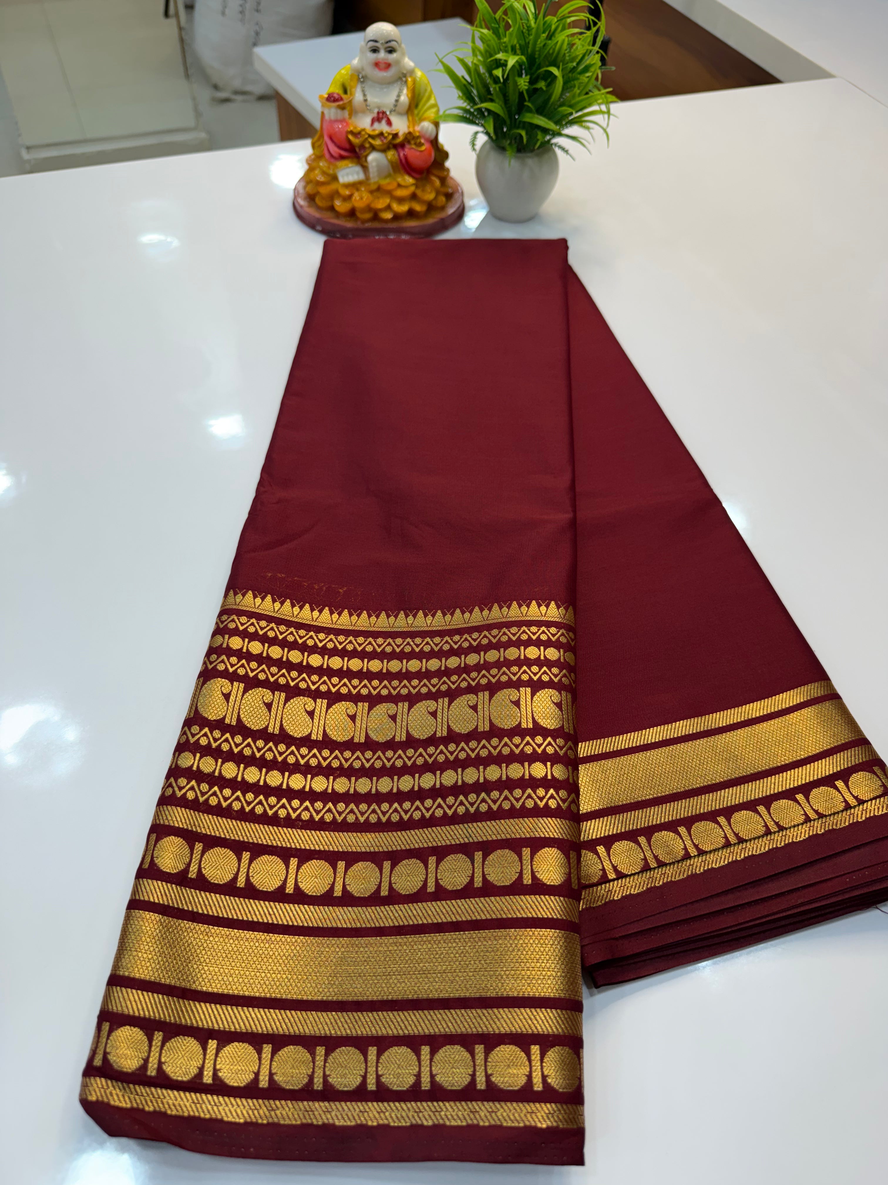 Mysore Crepe Silk Saree with Beautiful Mango Border