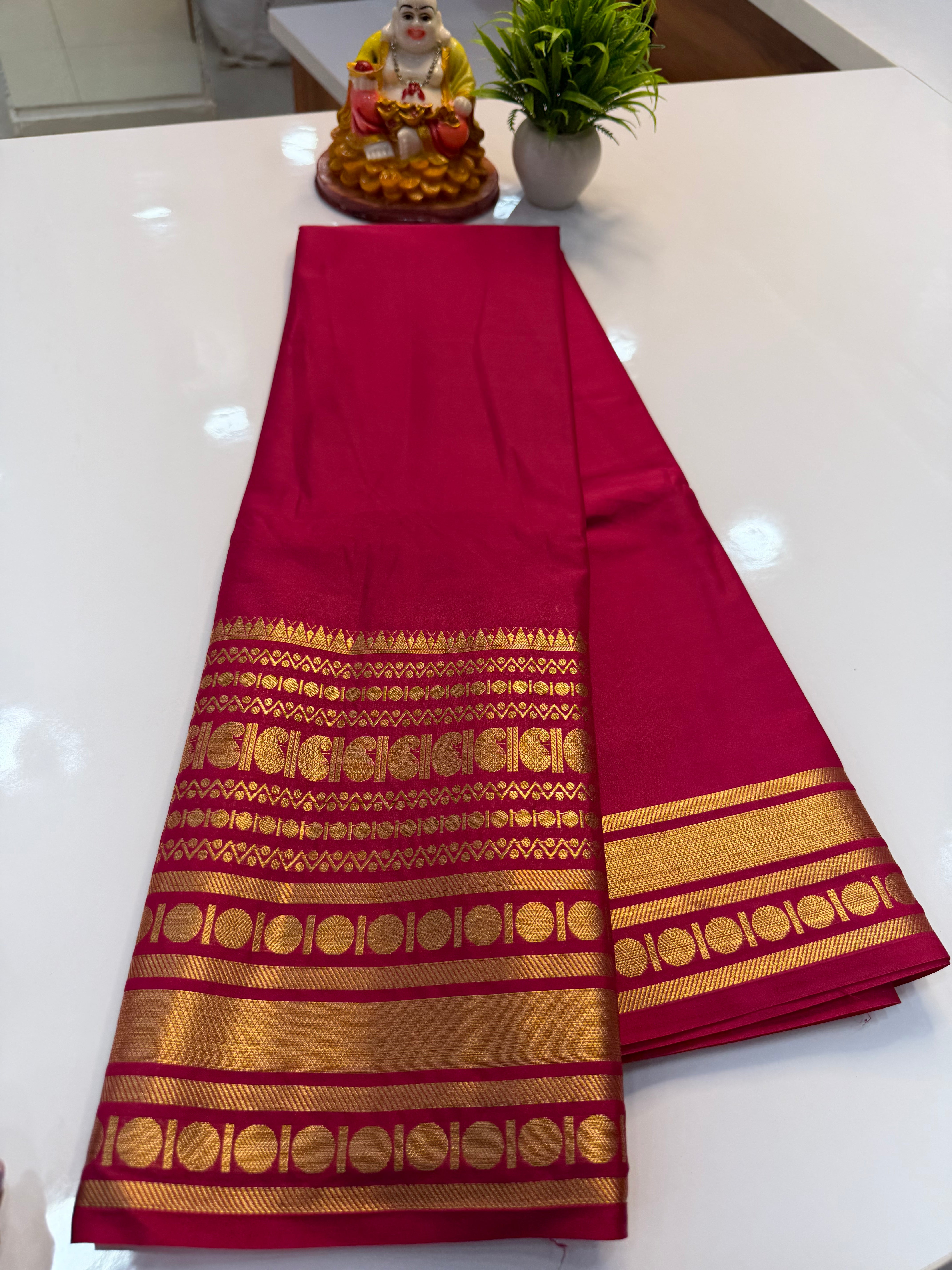 Mysore Crepe Silk Saree with Beautiful Mango Border
