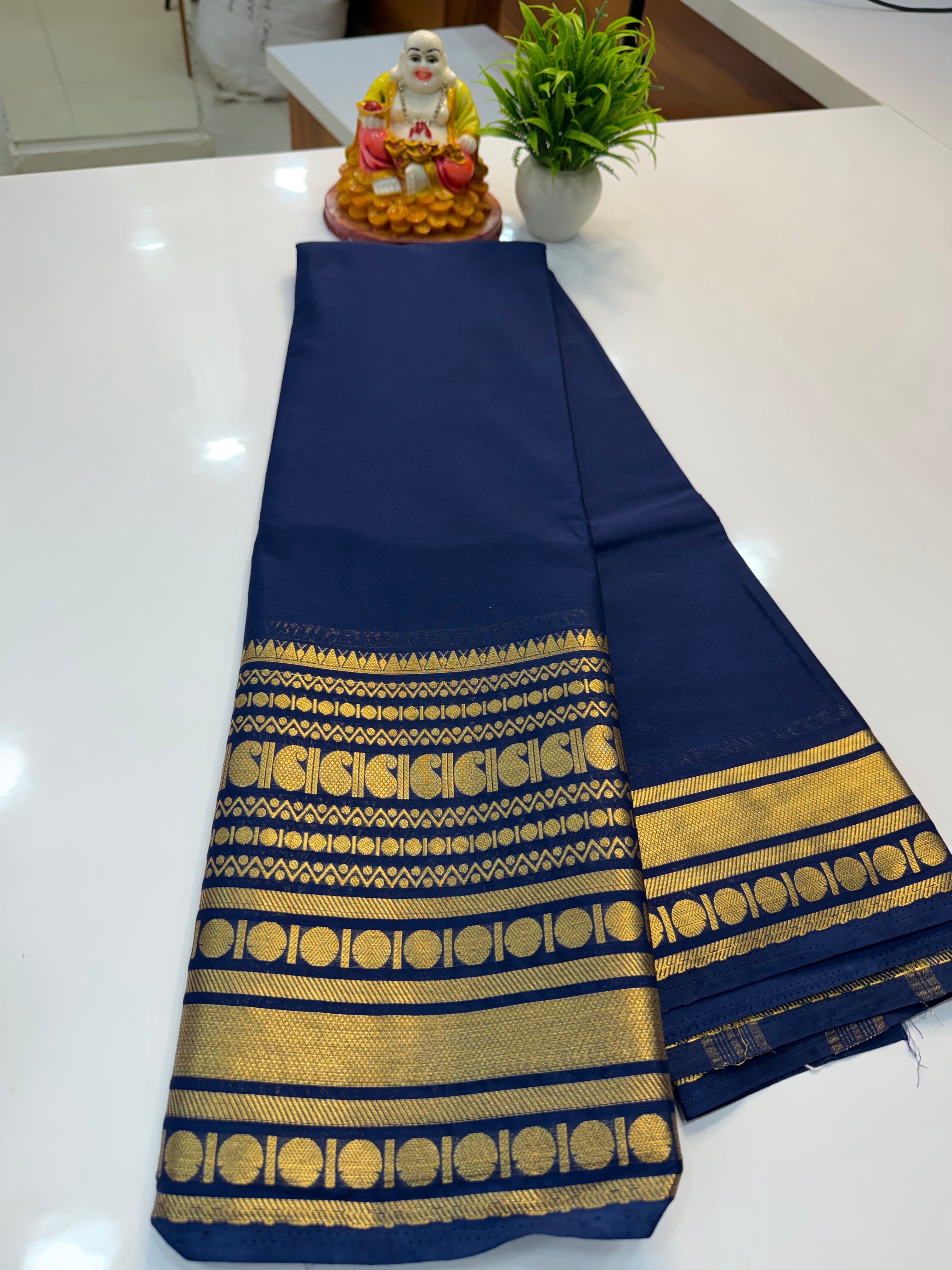 Mysore Crepe Silk Saree with Beautiful Mango Border