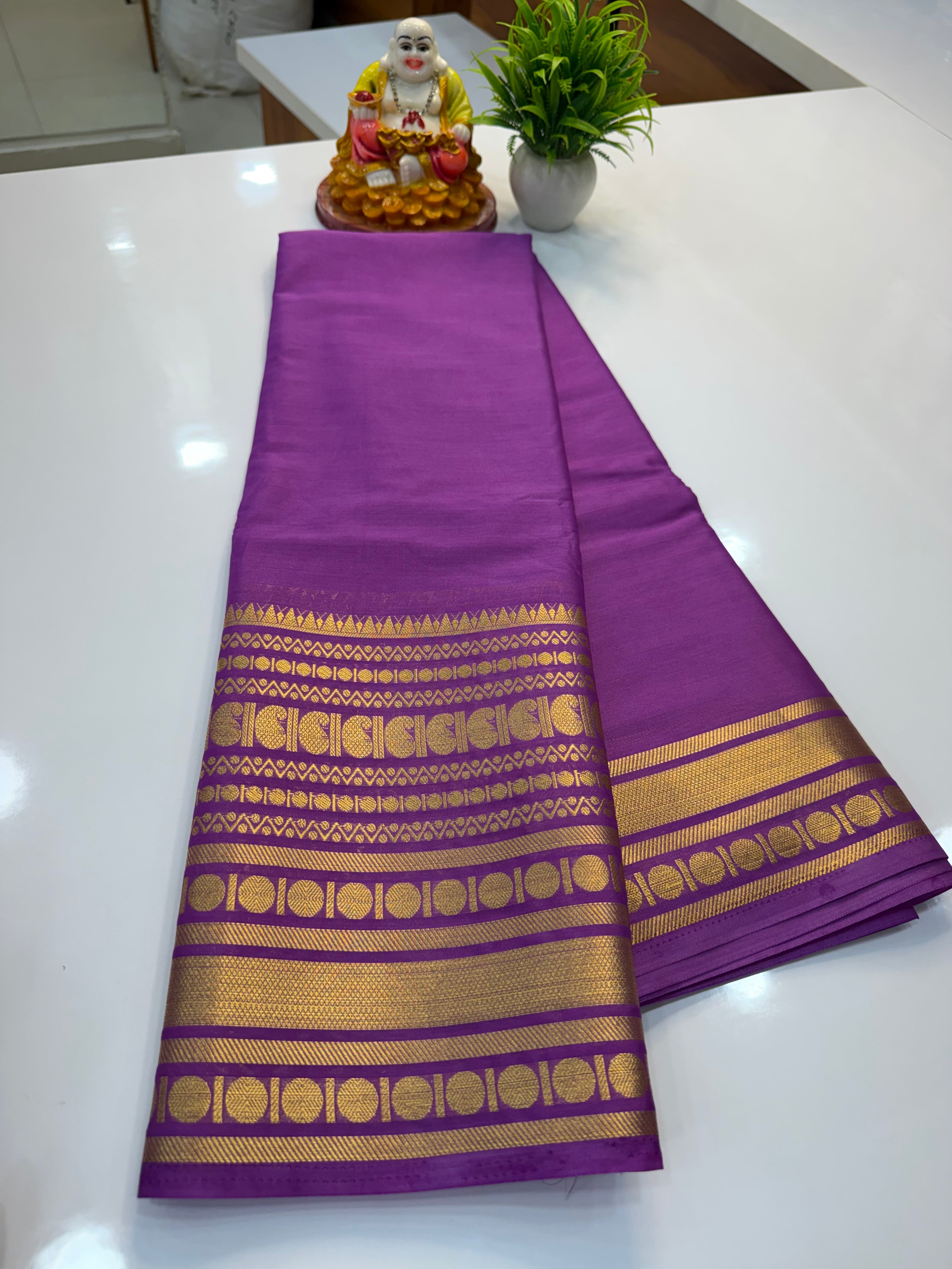 Mysore Crepe Silk Saree with Beautiful Mango Border