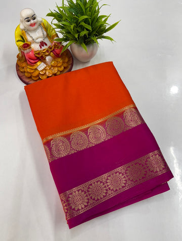 Beautiful Mysore Crepe Silk Saree with Mango Bentex Border ✨