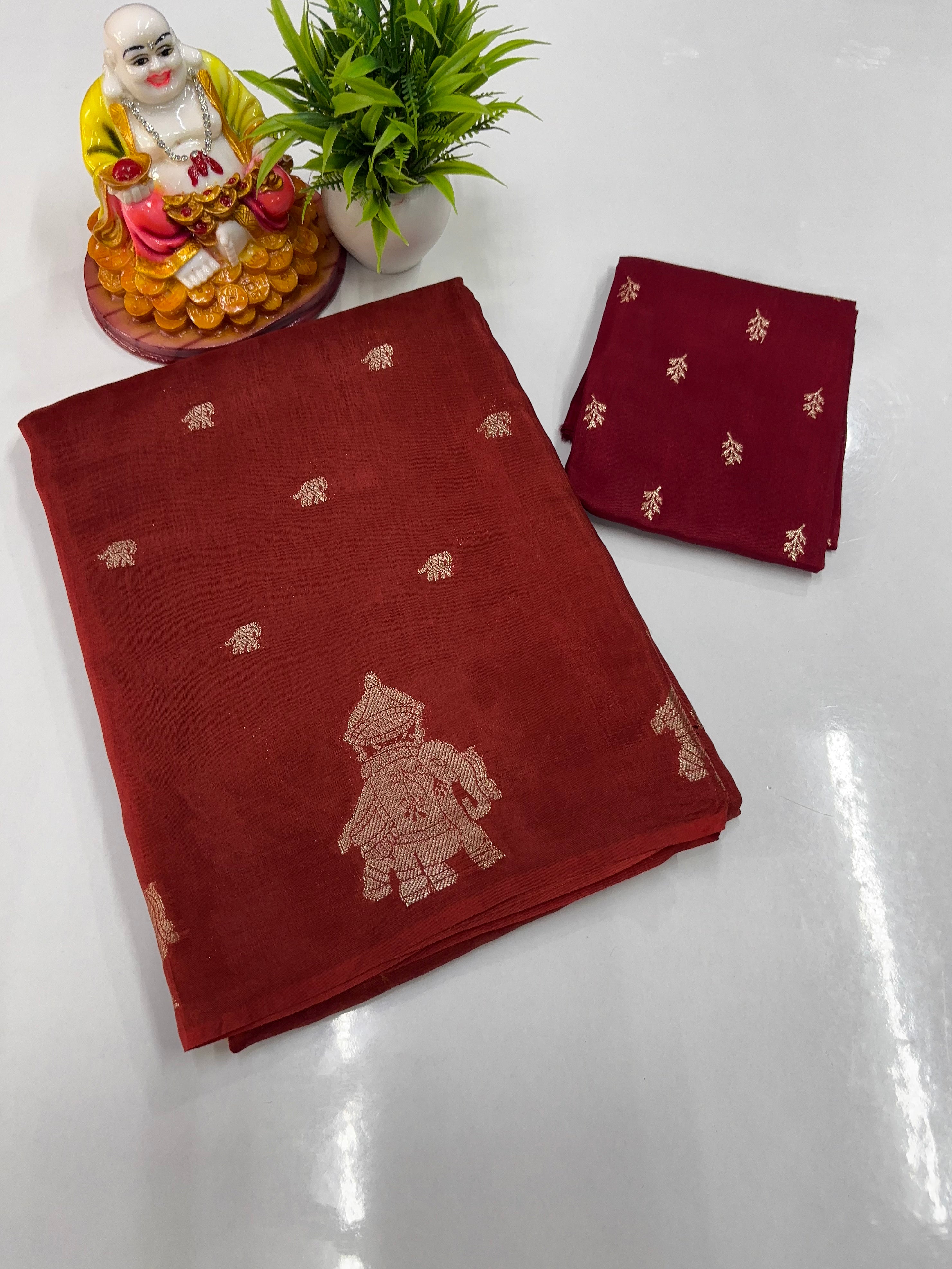 Premium Viscose Saree with Beautiful Elephant Border & Rich Pallu – Padmavathi Silks and Sarees
