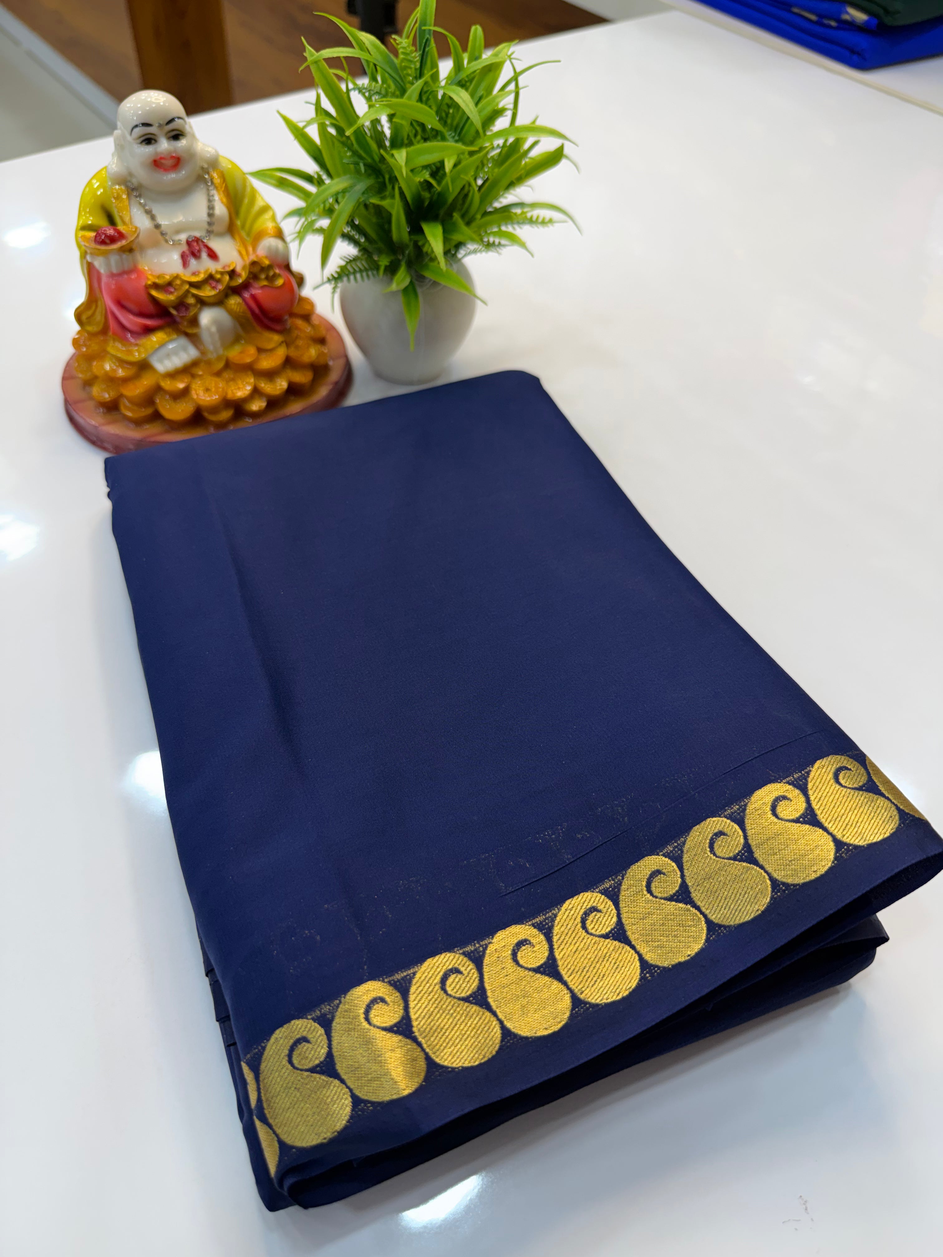 Mysore Crepe Silk Saree with Mango Border
