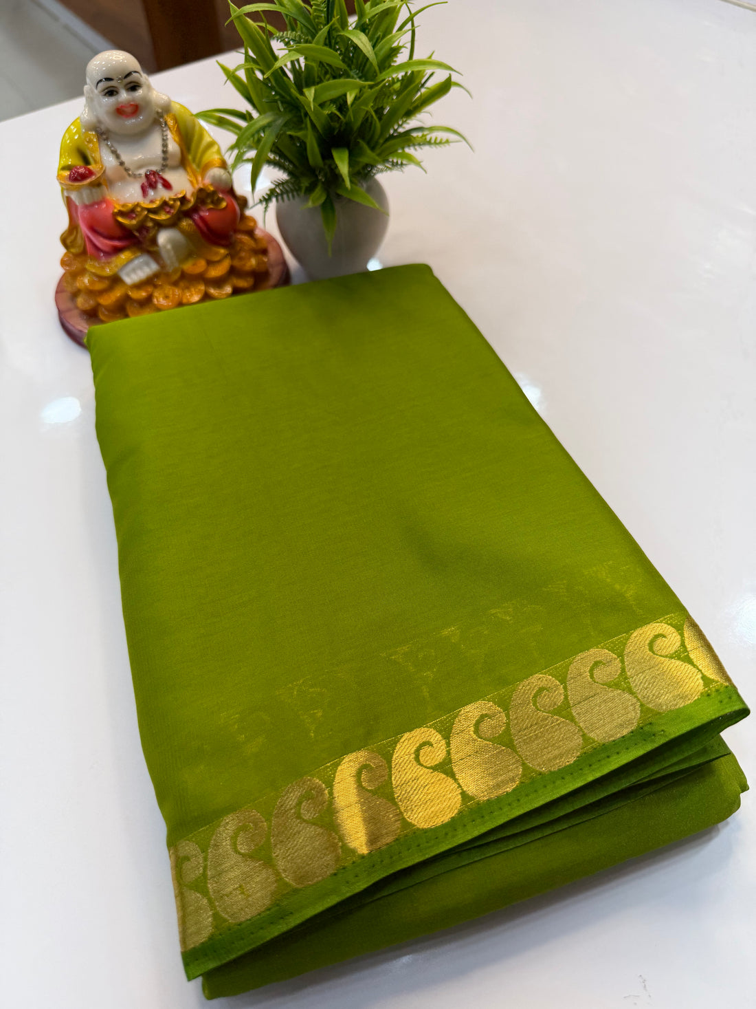 Mysore Crepe Silk Saree with Mango Border