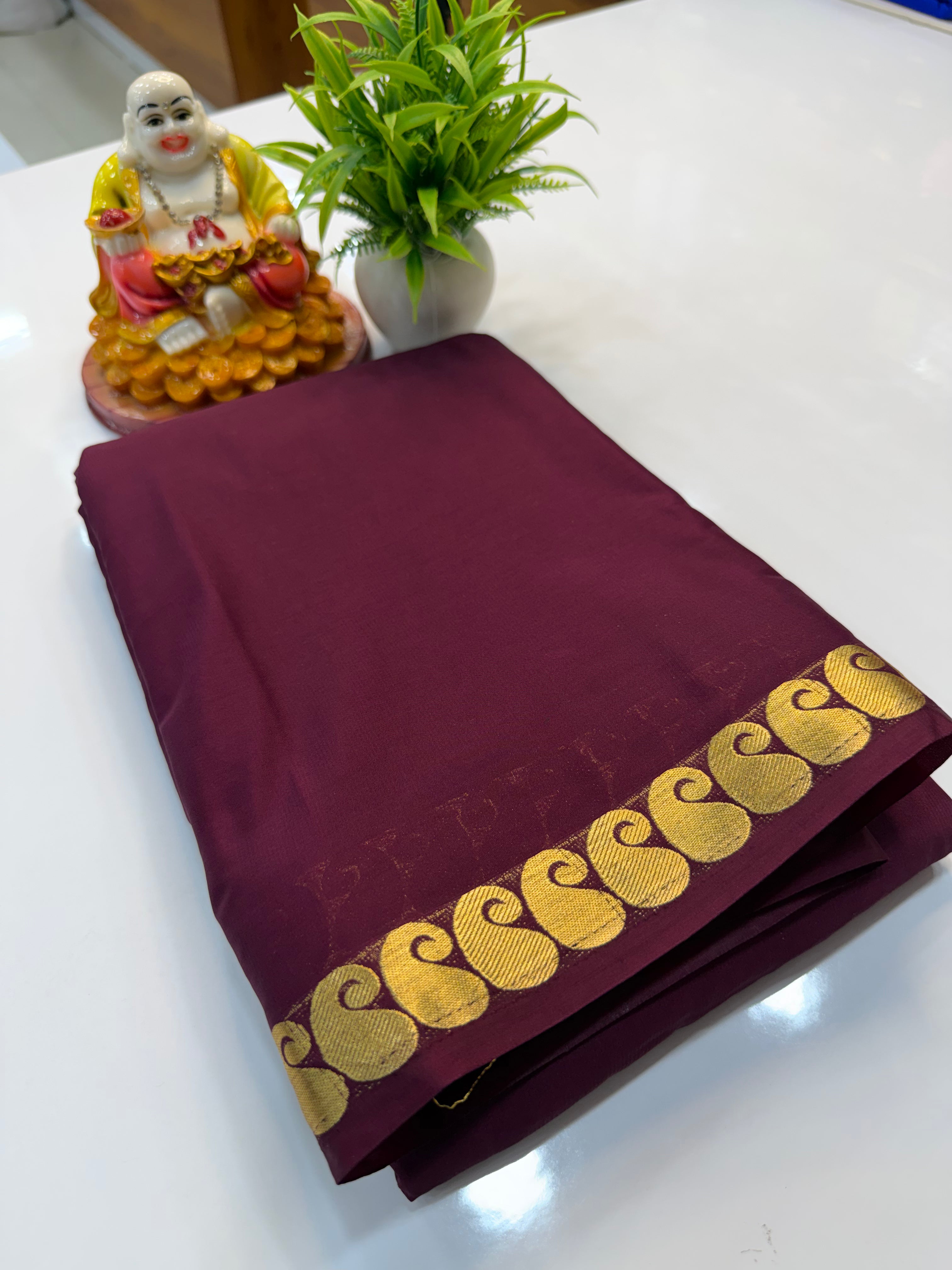 Mysore Crepe Silk Saree with Mango Border