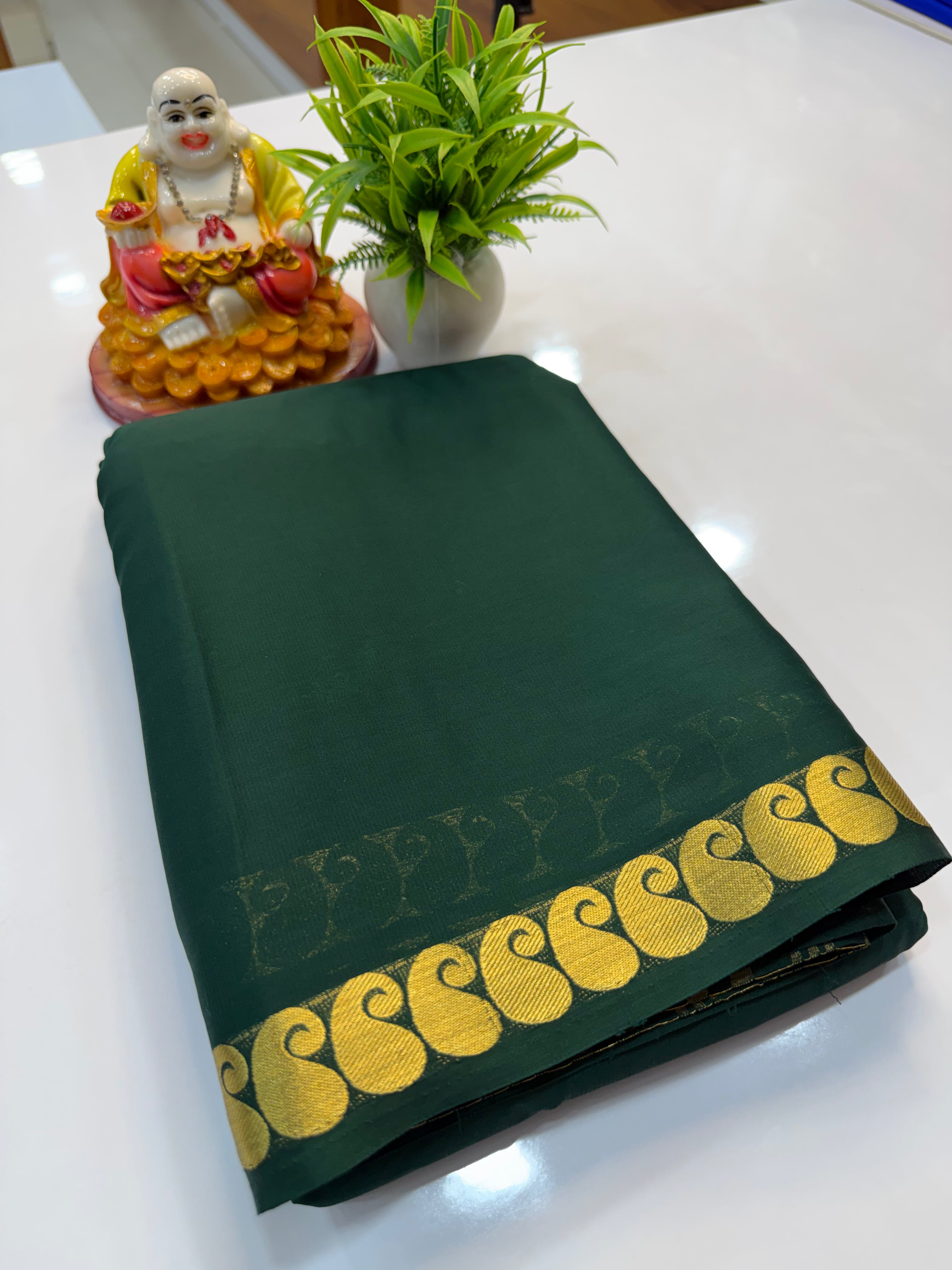 Mysore Crepe Silk Saree with Mango Border