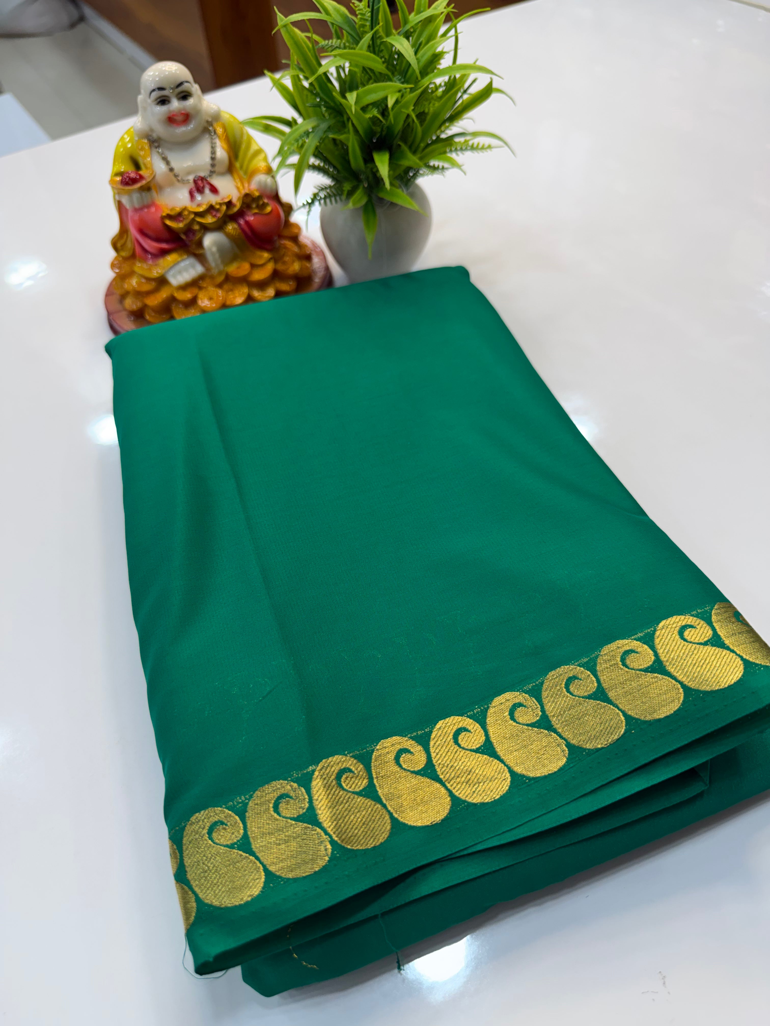 Mysore Crepe Silk Saree with Mango Border