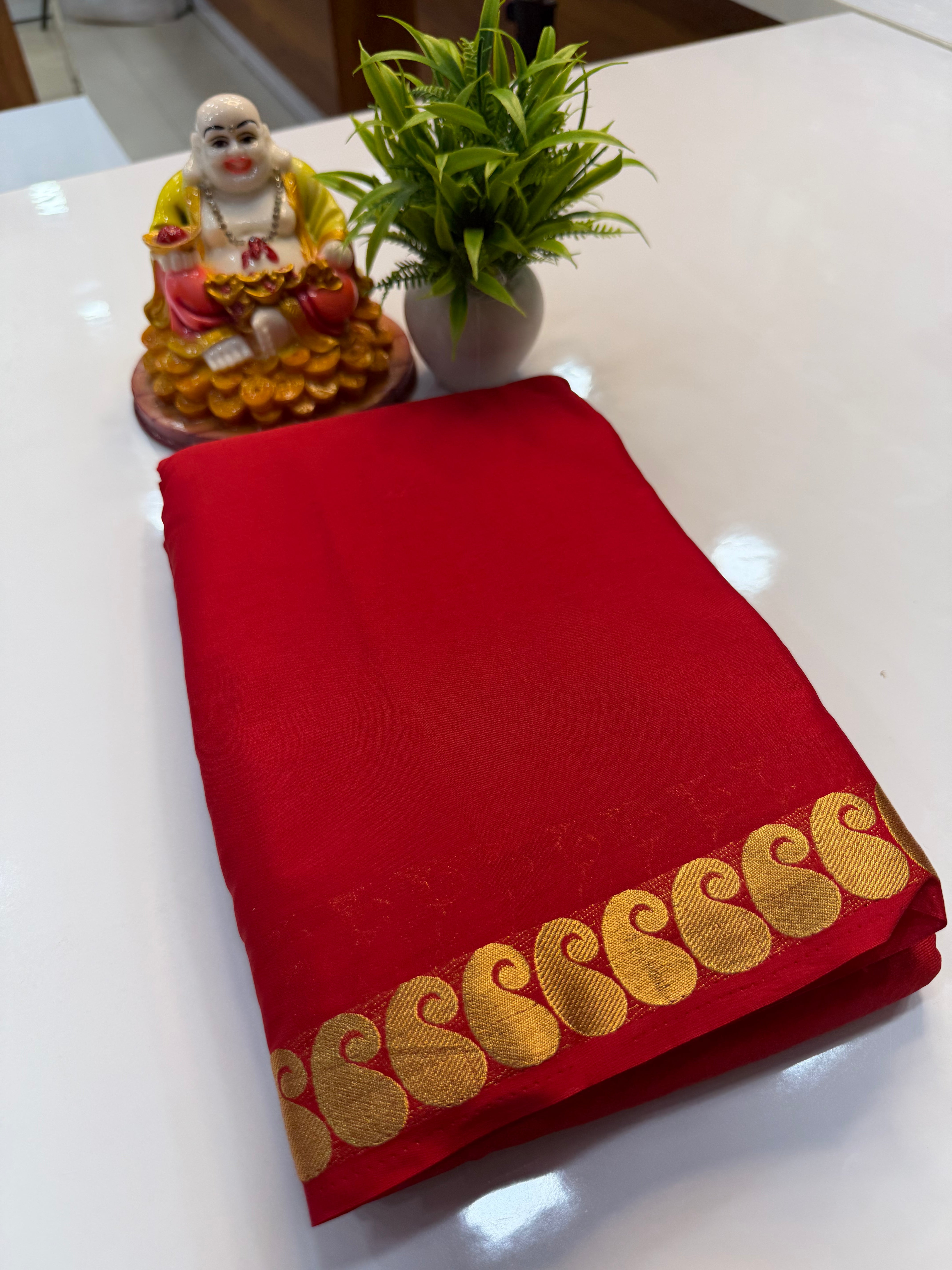 Mysore Crepe Silk Saree with Mango Border