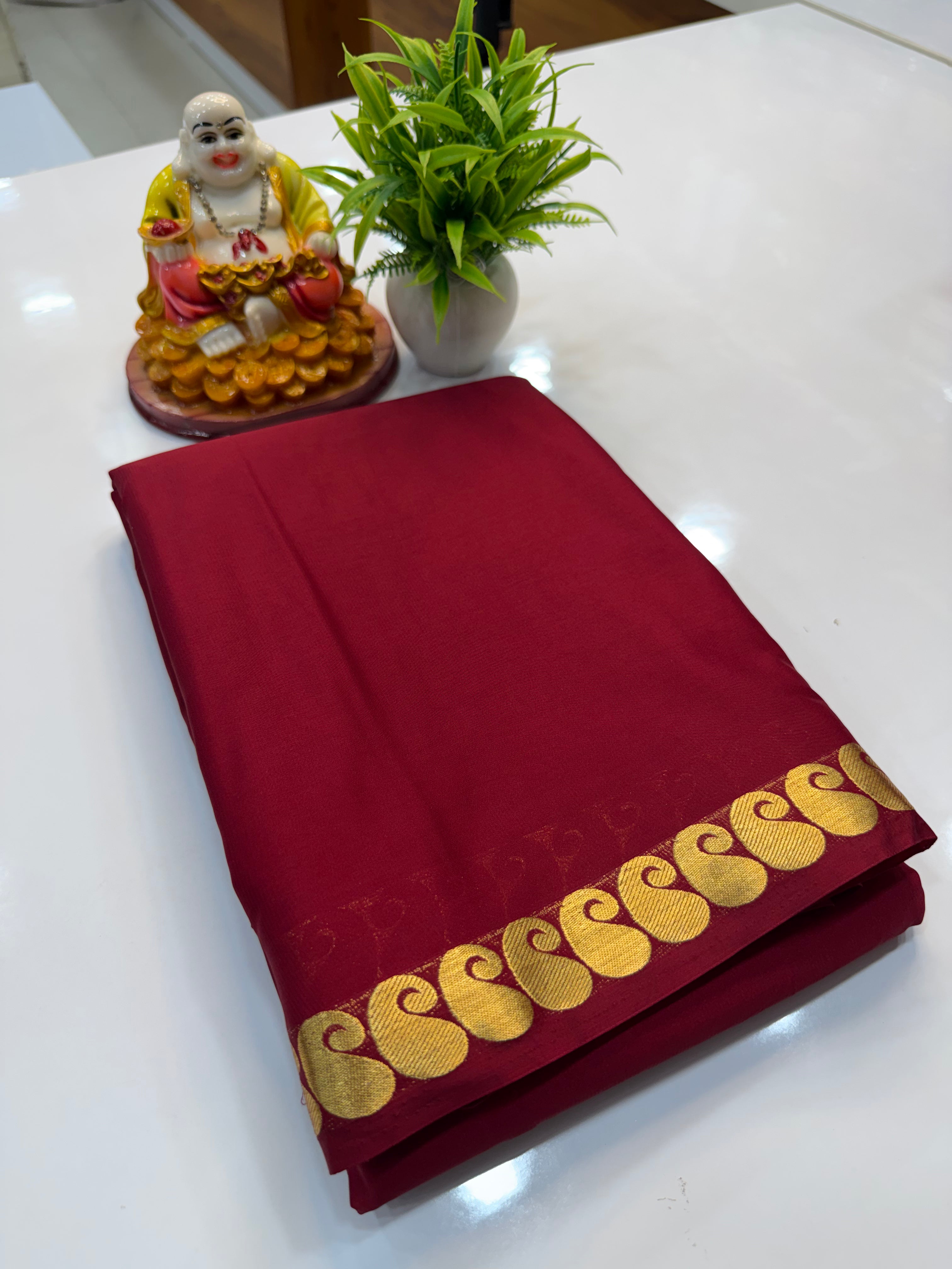 Mysore Crepe Silk Saree with Mango Border