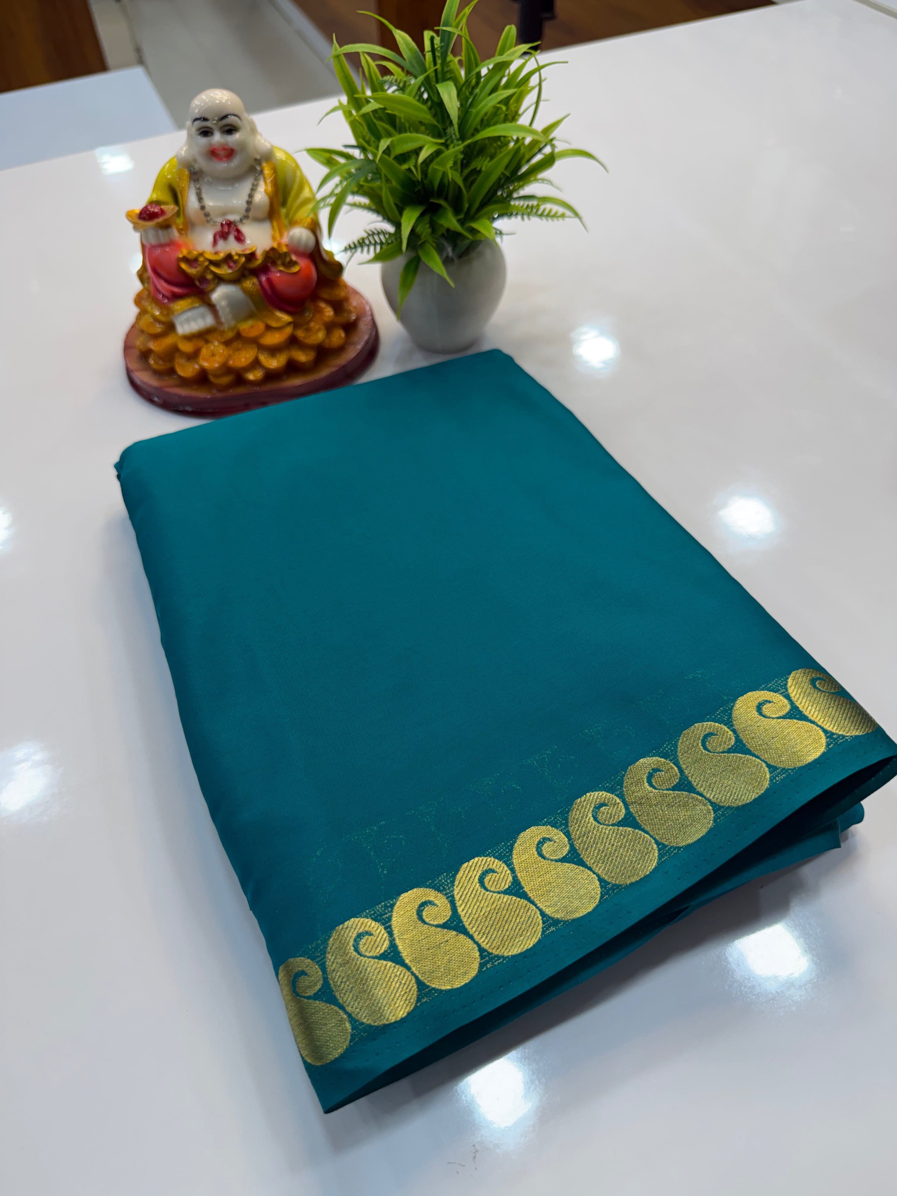 Mysore Crepe Silk Saree with Mango Border