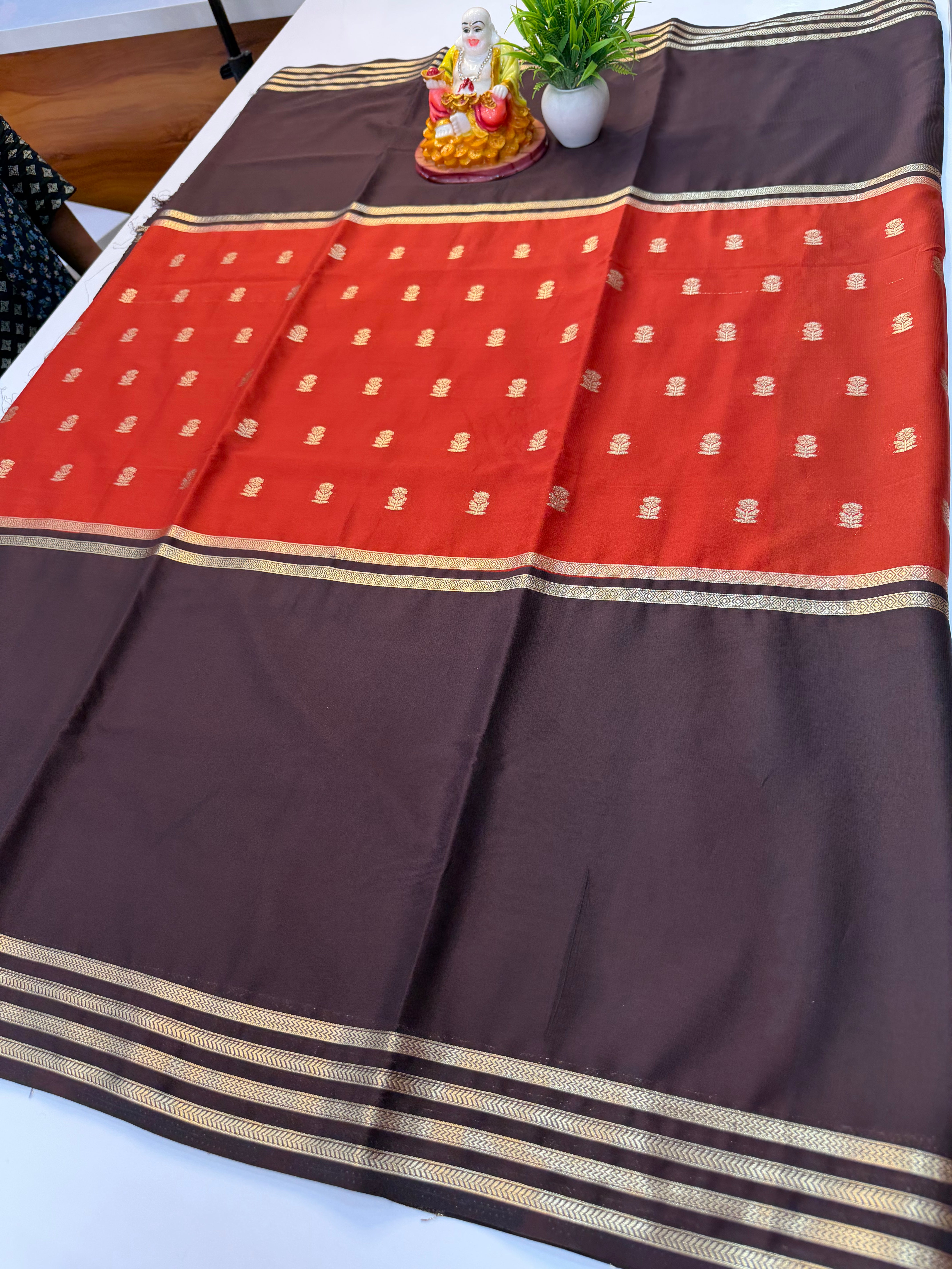 premium mysore crape silk saree with buttas