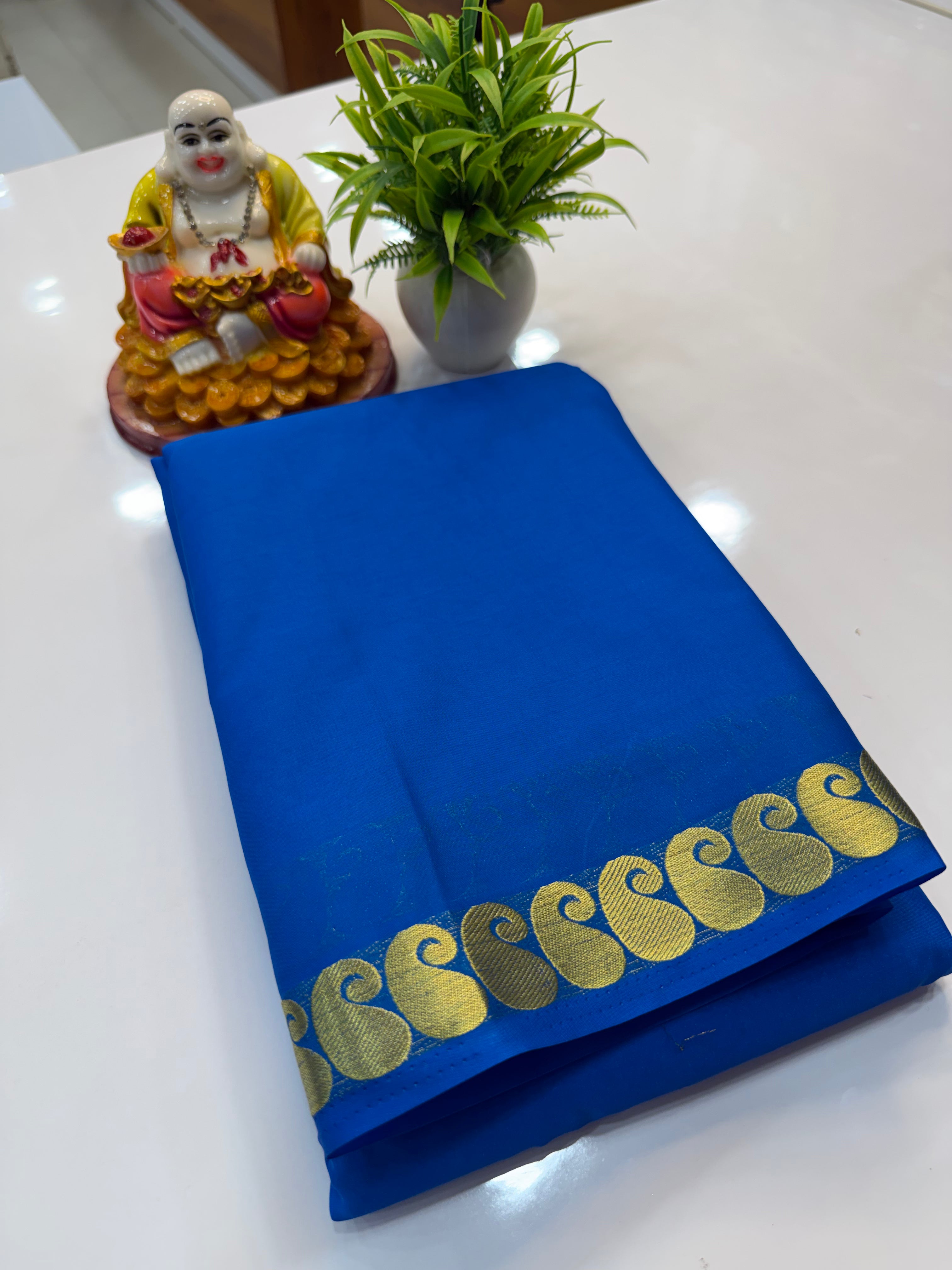 Mysore Crepe Silk Saree with Mango Border
