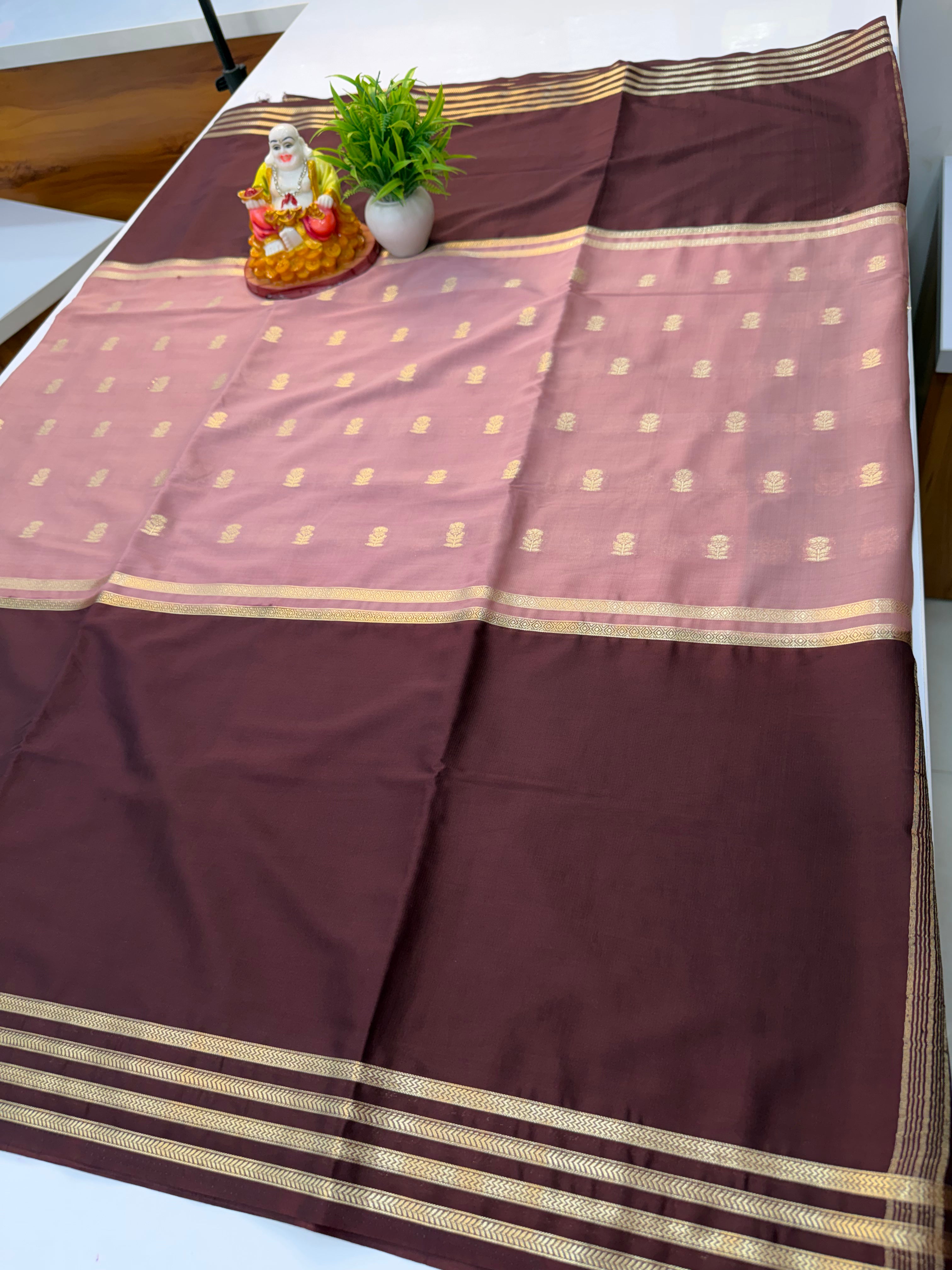 premium mysore crape silk saree with buttas