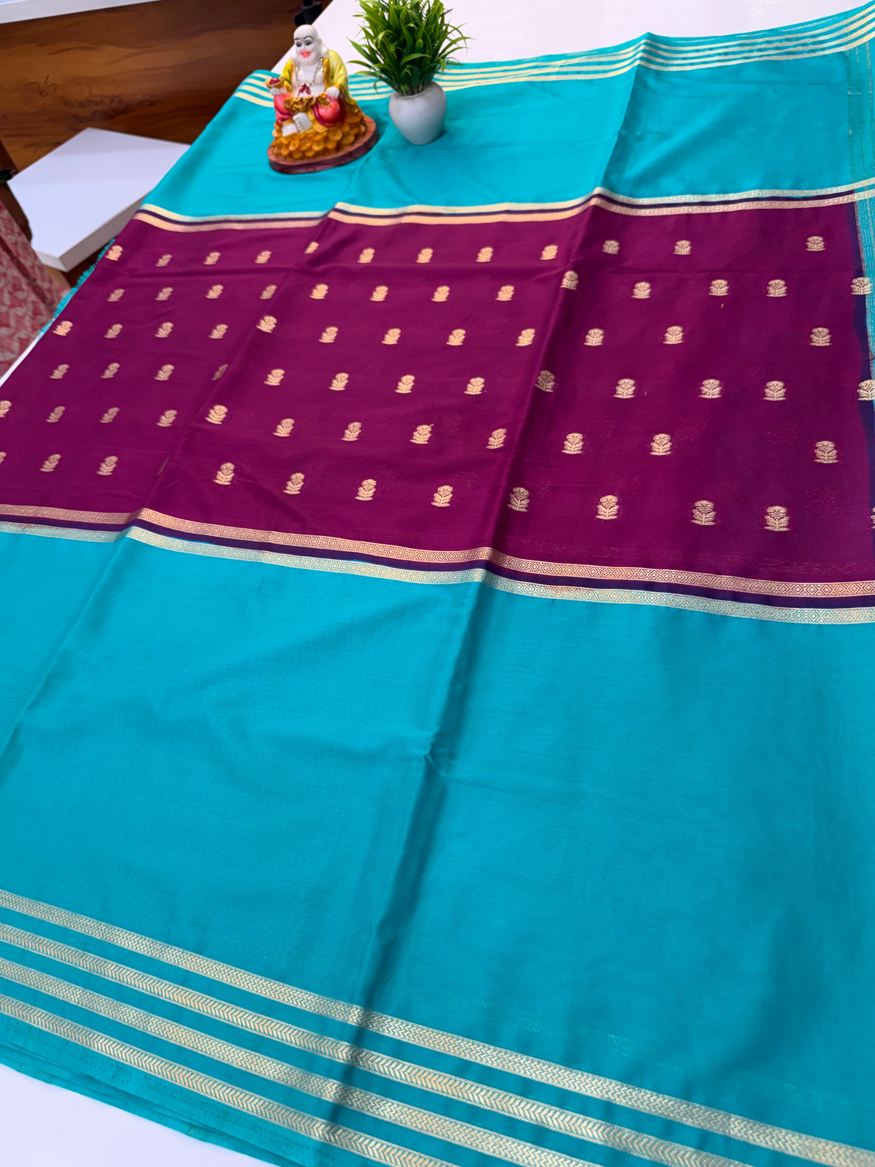 premium mysore crape silk saree with buttas