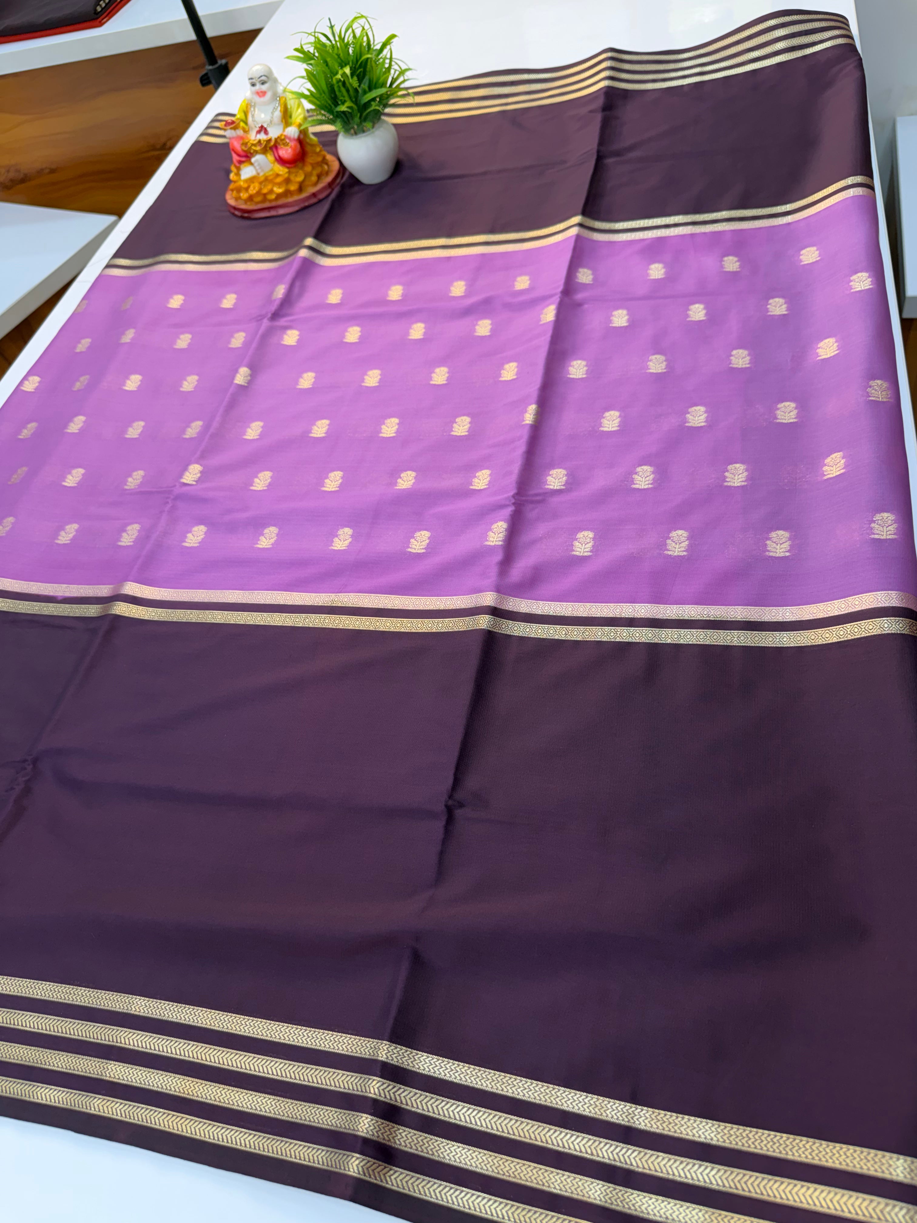 premium mysore crape silk saree with buttas