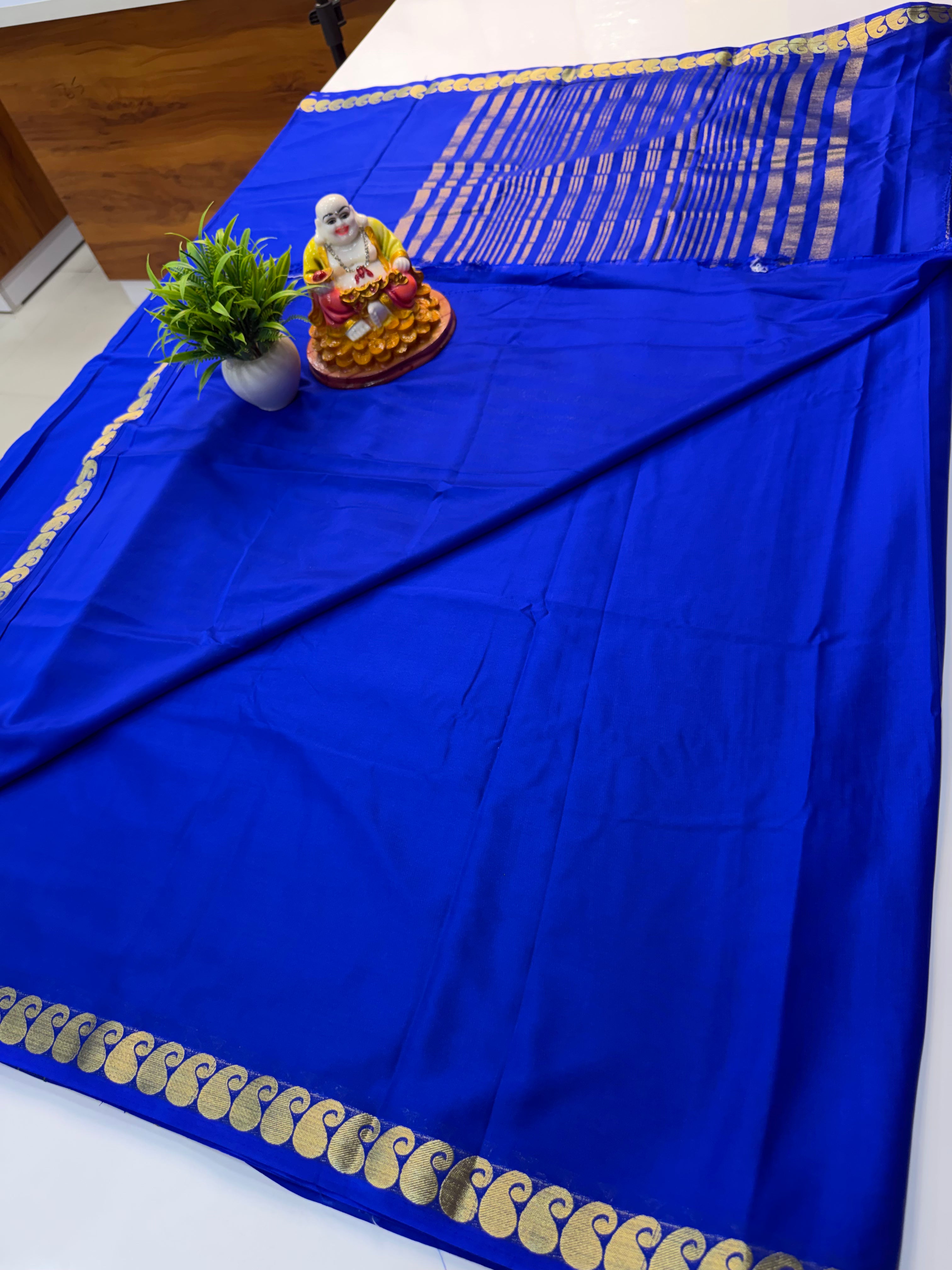 Mysore Crepe Silk Saree with Mango Border