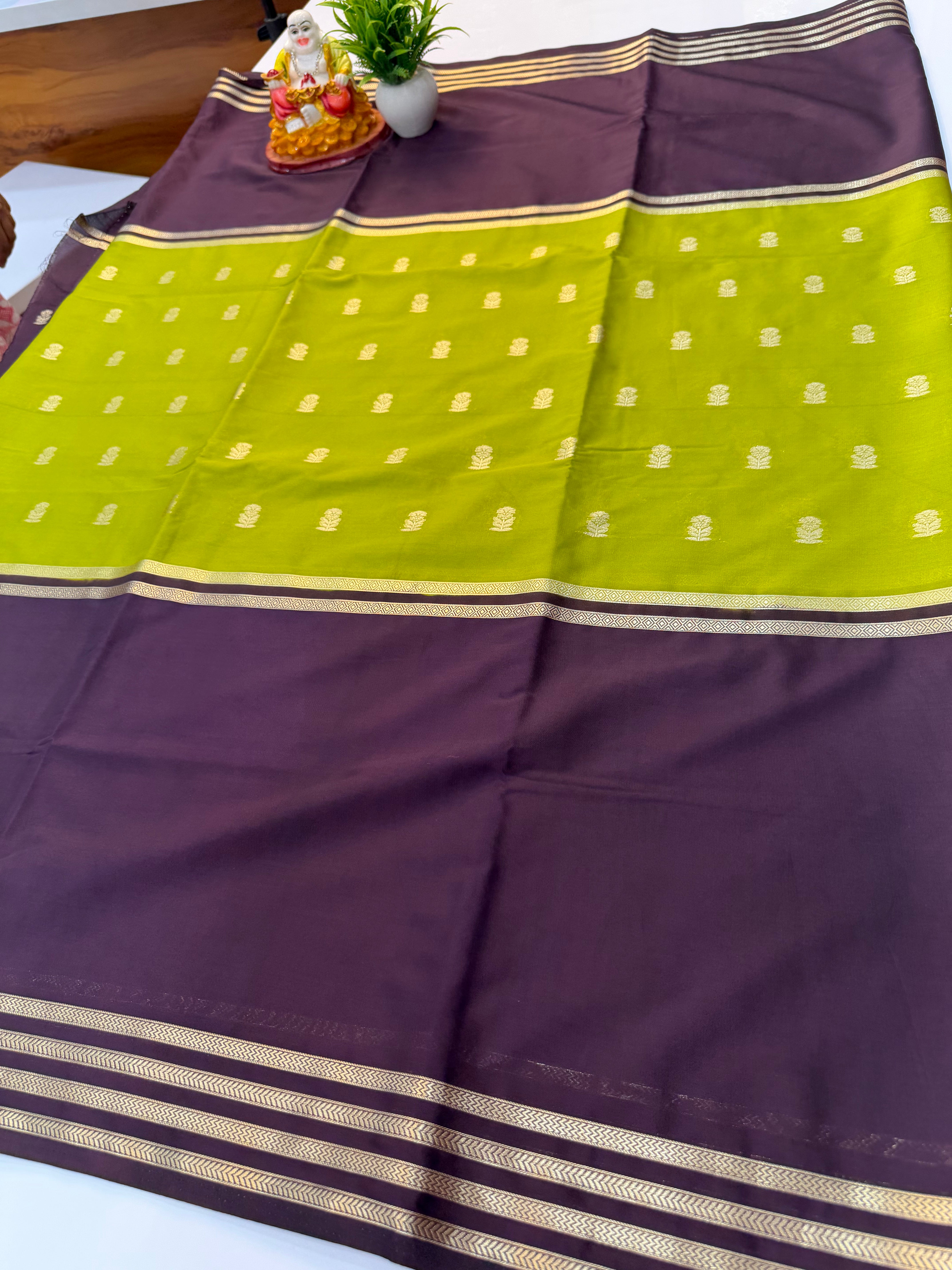 premium mysore crape silk saree with buttas