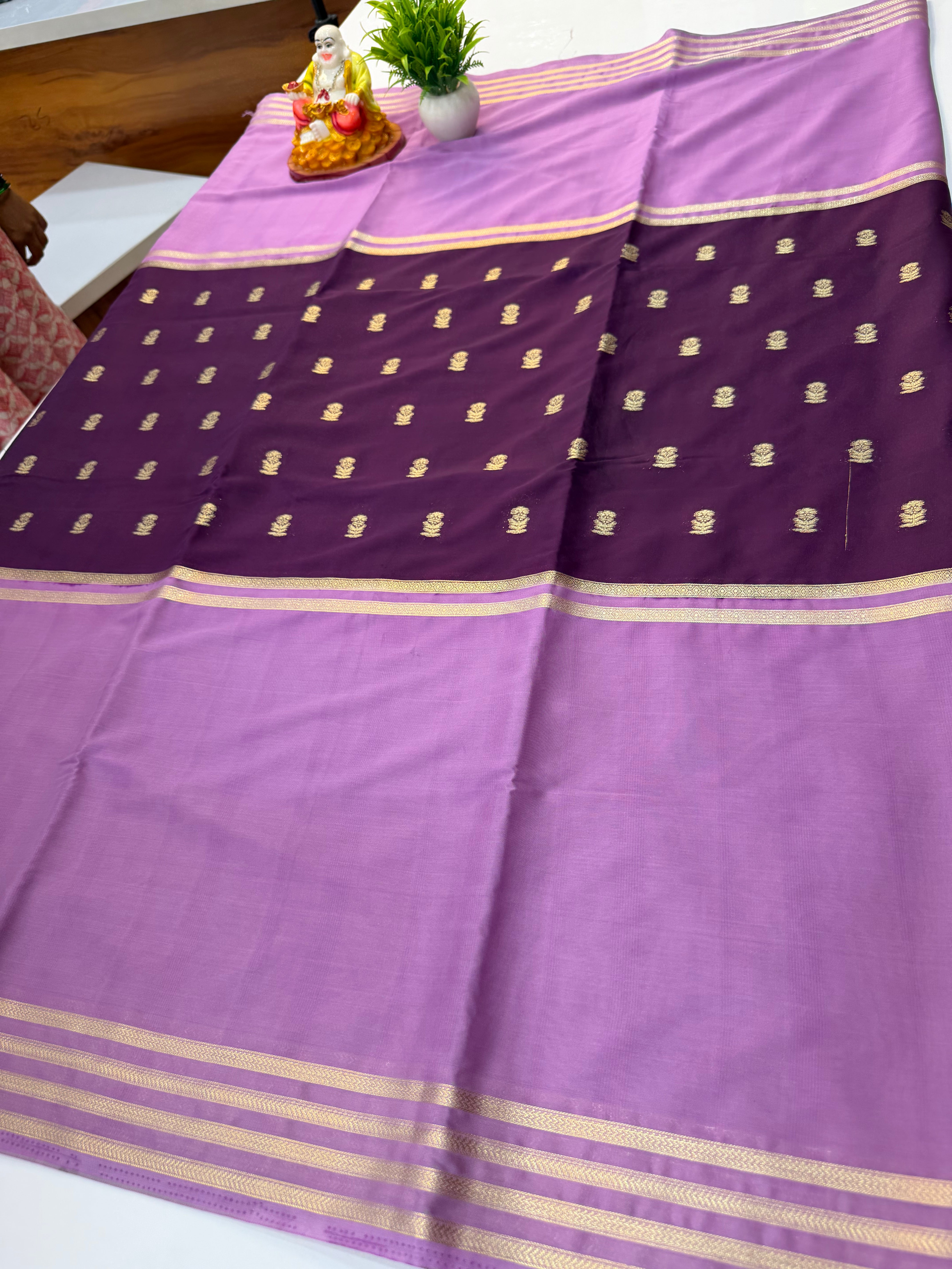 premium mysore crape silk saree with buttas