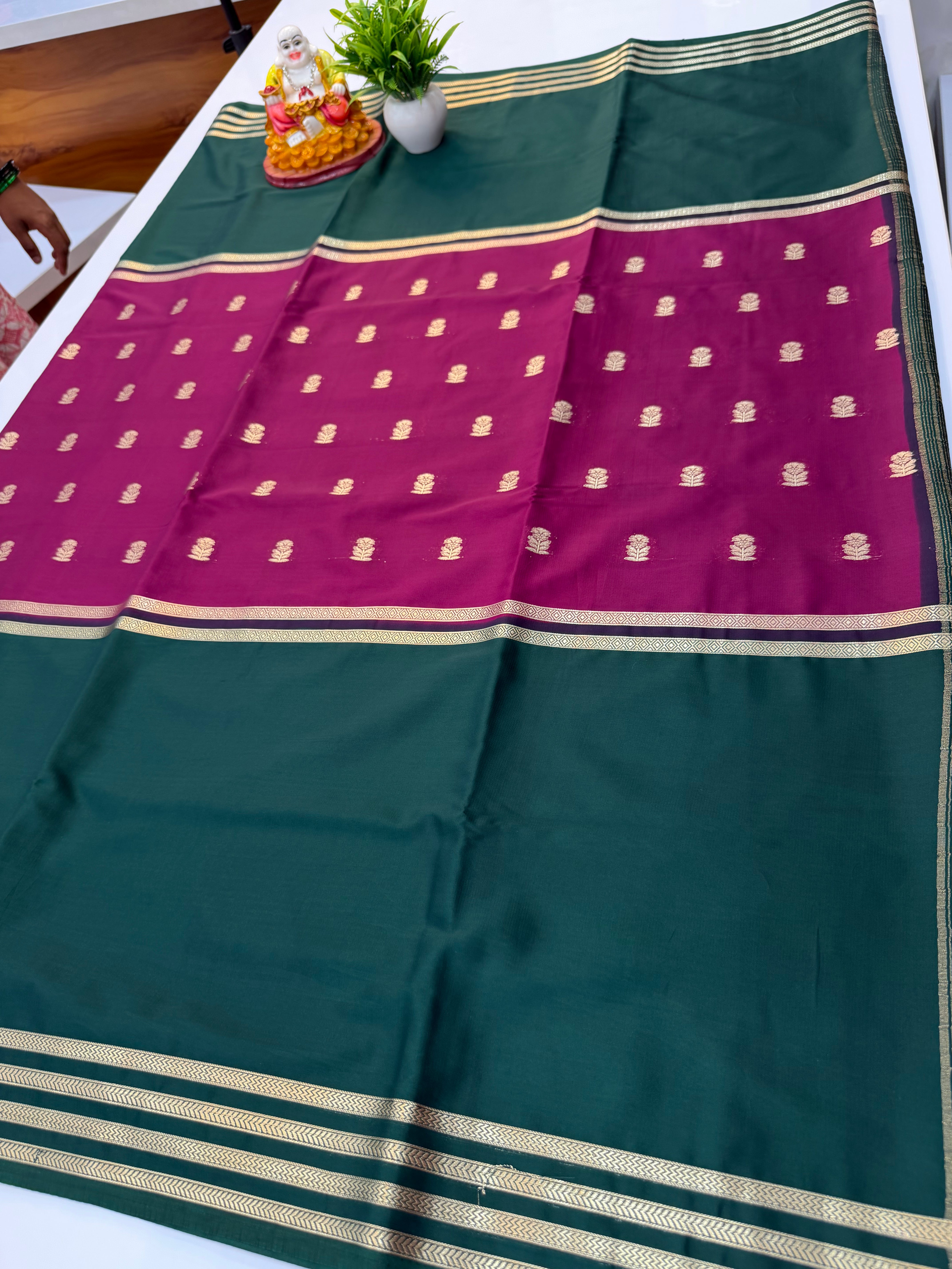 premium mysore crape silk saree with buttas