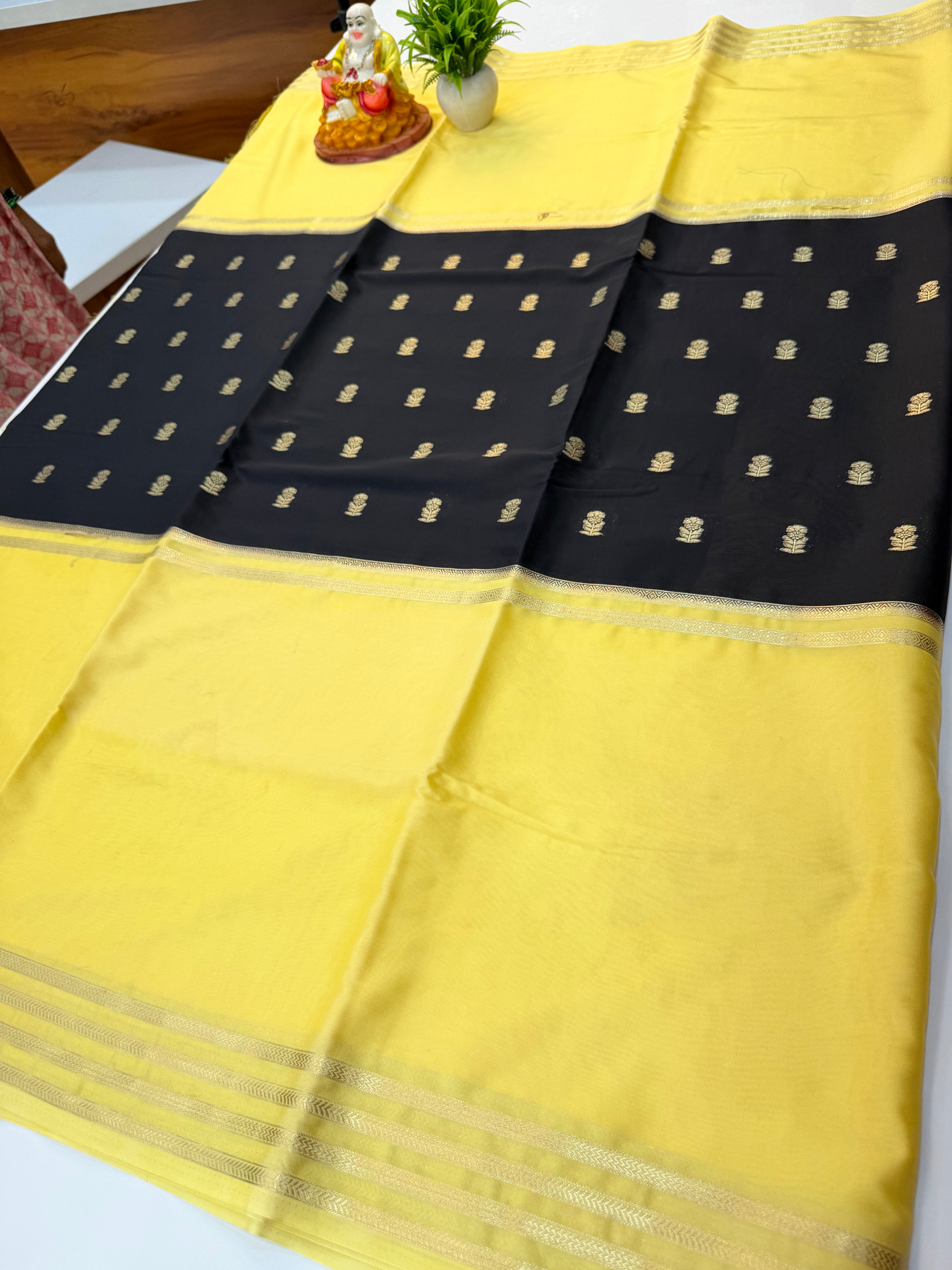 premium mysore crape silk saree with buttas