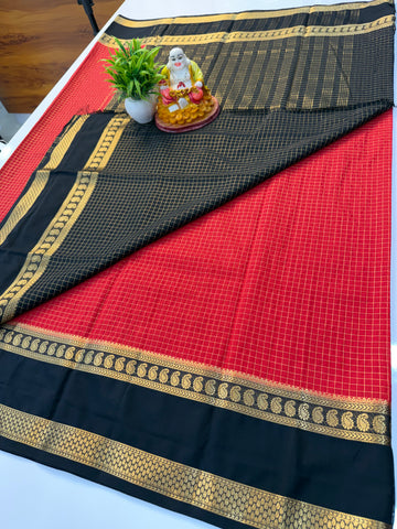 Premium Mysore Crepe Silk Saree with Mango Bentex Border