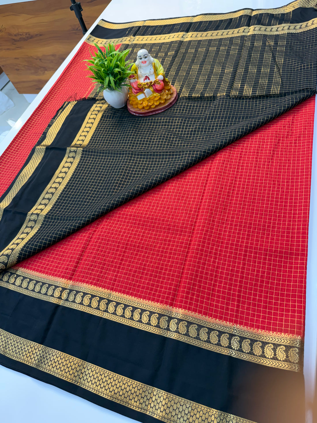 Premium Mysore Crepe Silk Saree with Mango Bentex Border