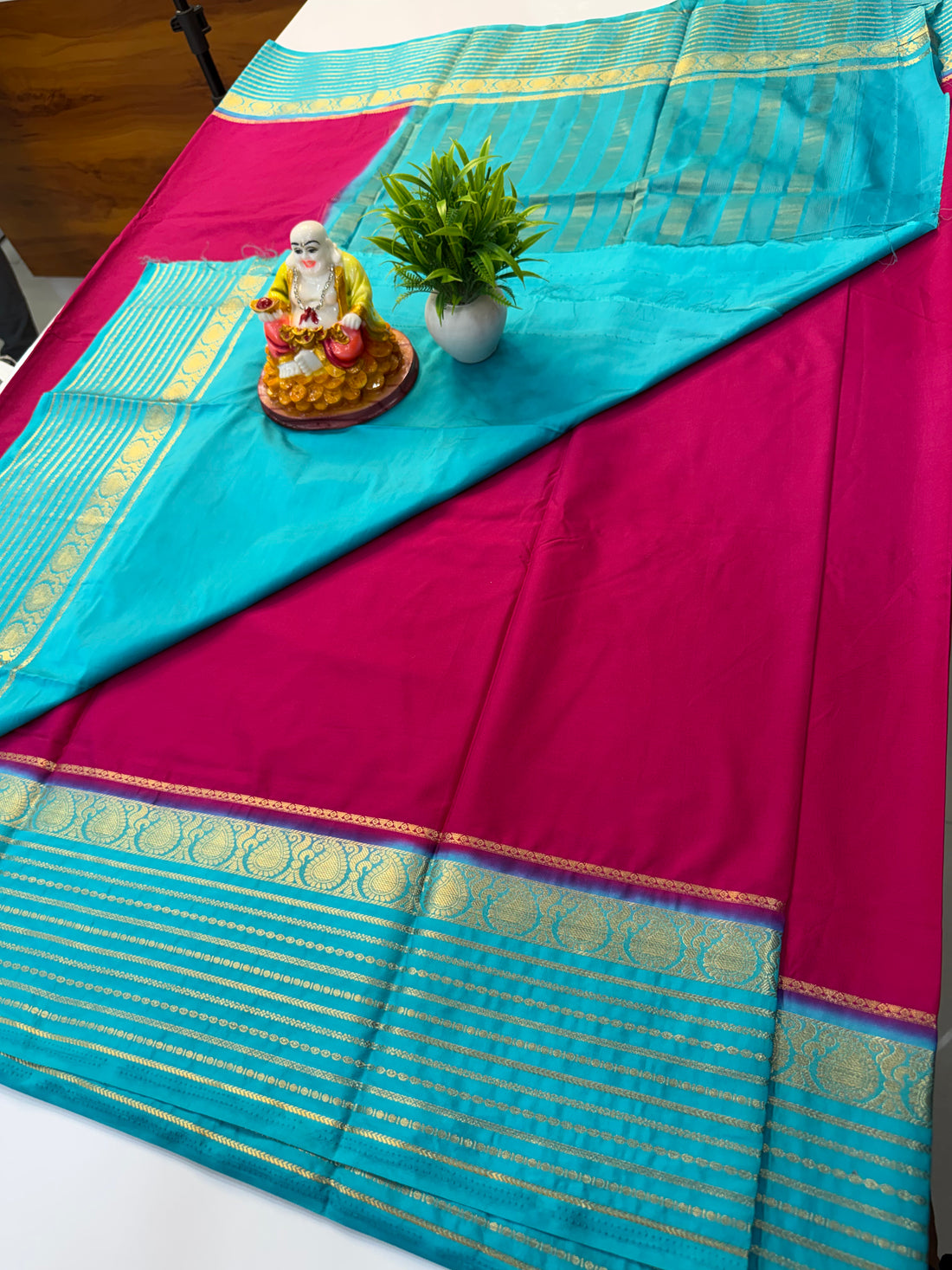 Premium Mysore Crepe Silk Saree with Mango Border