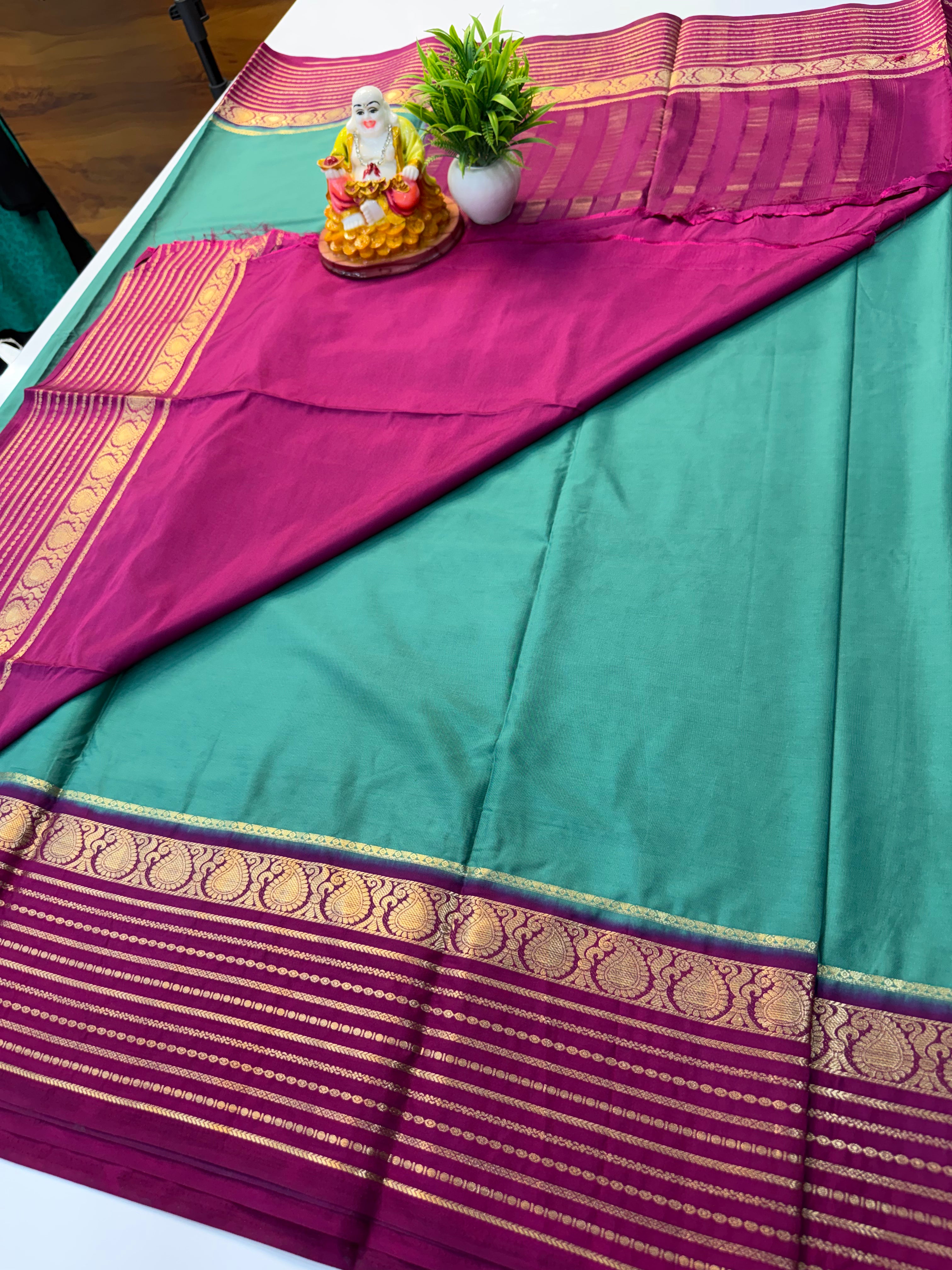 Premium Mysore Crepe Silk Saree with Mango Border