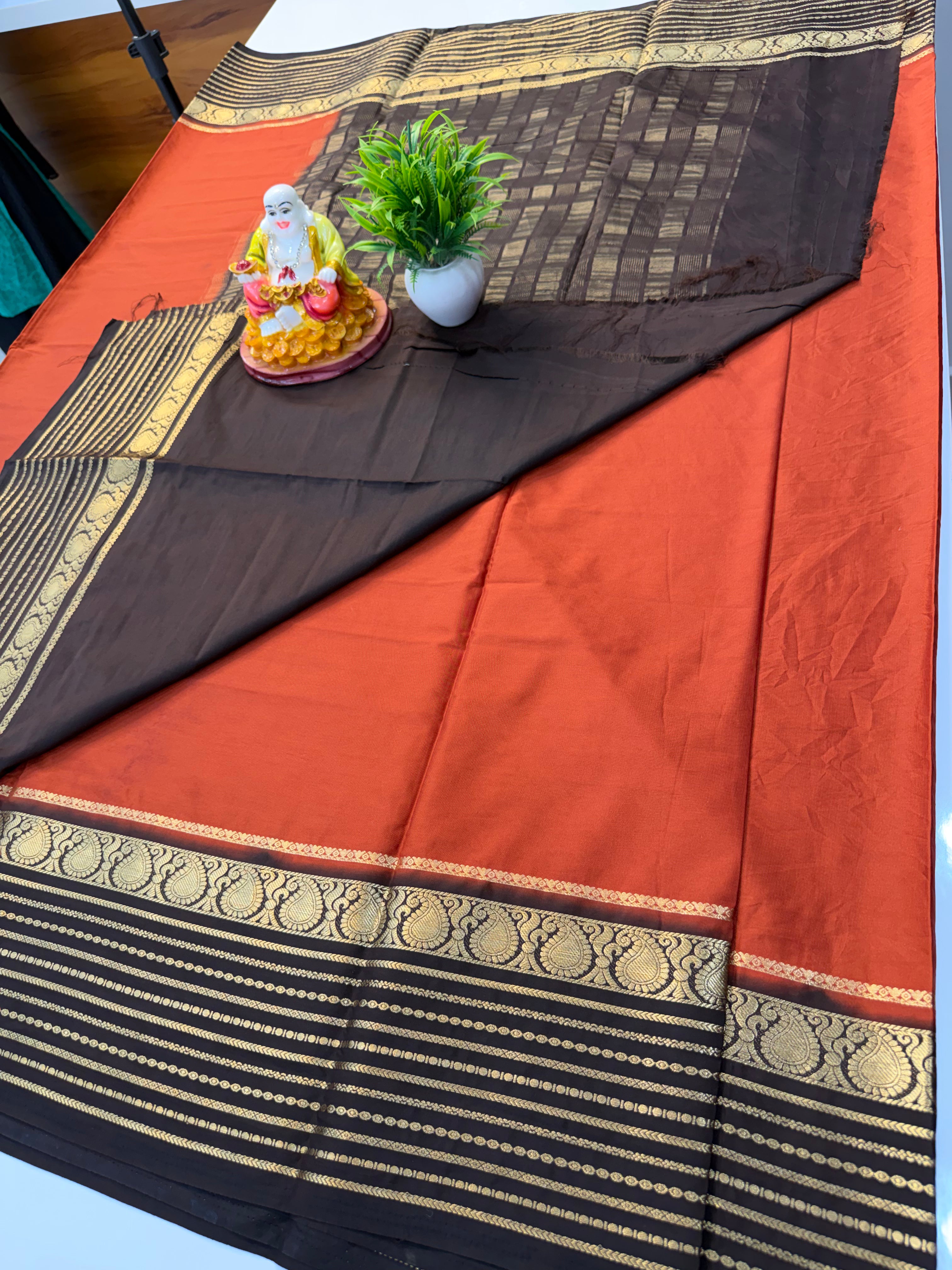 Premium Mysore Crepe Silk Saree with Mango Border