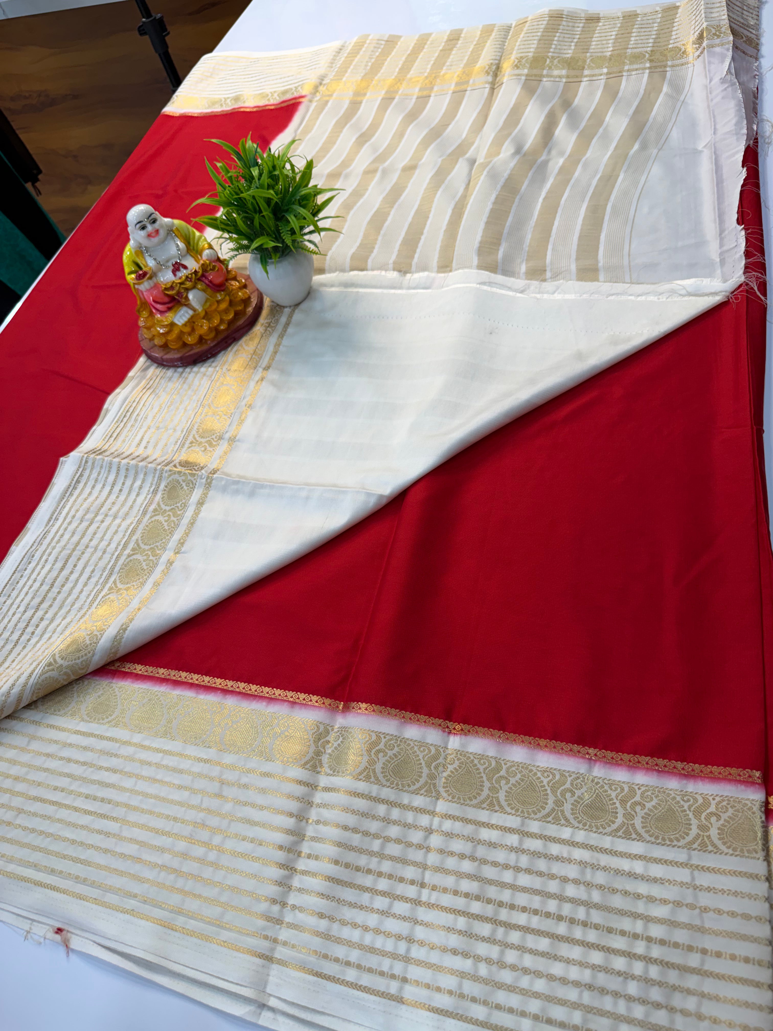 Premium Mysore Crepe Silk Saree with Mango Border