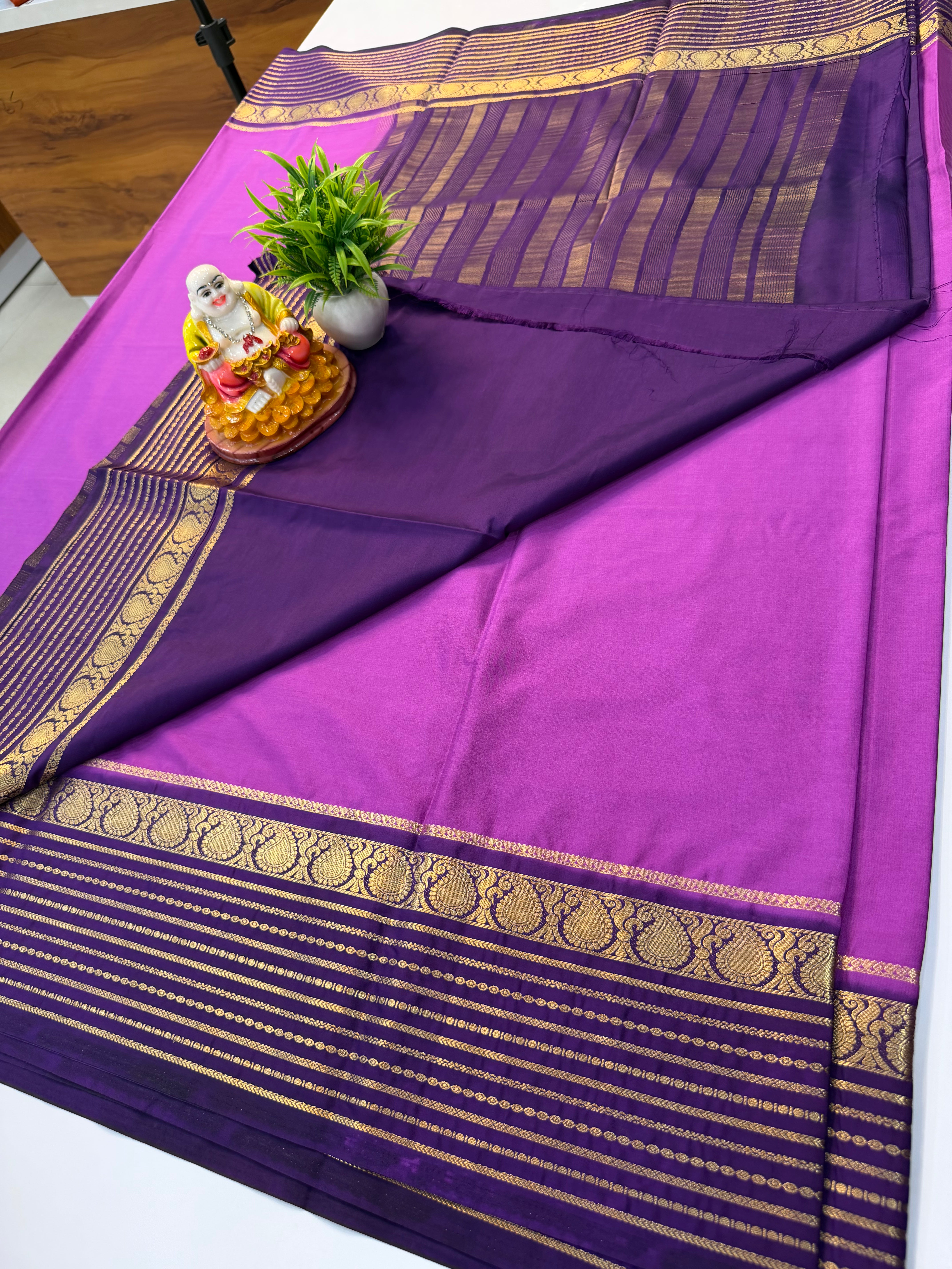 Premium Mysore Crepe Silk Saree with Mango Border