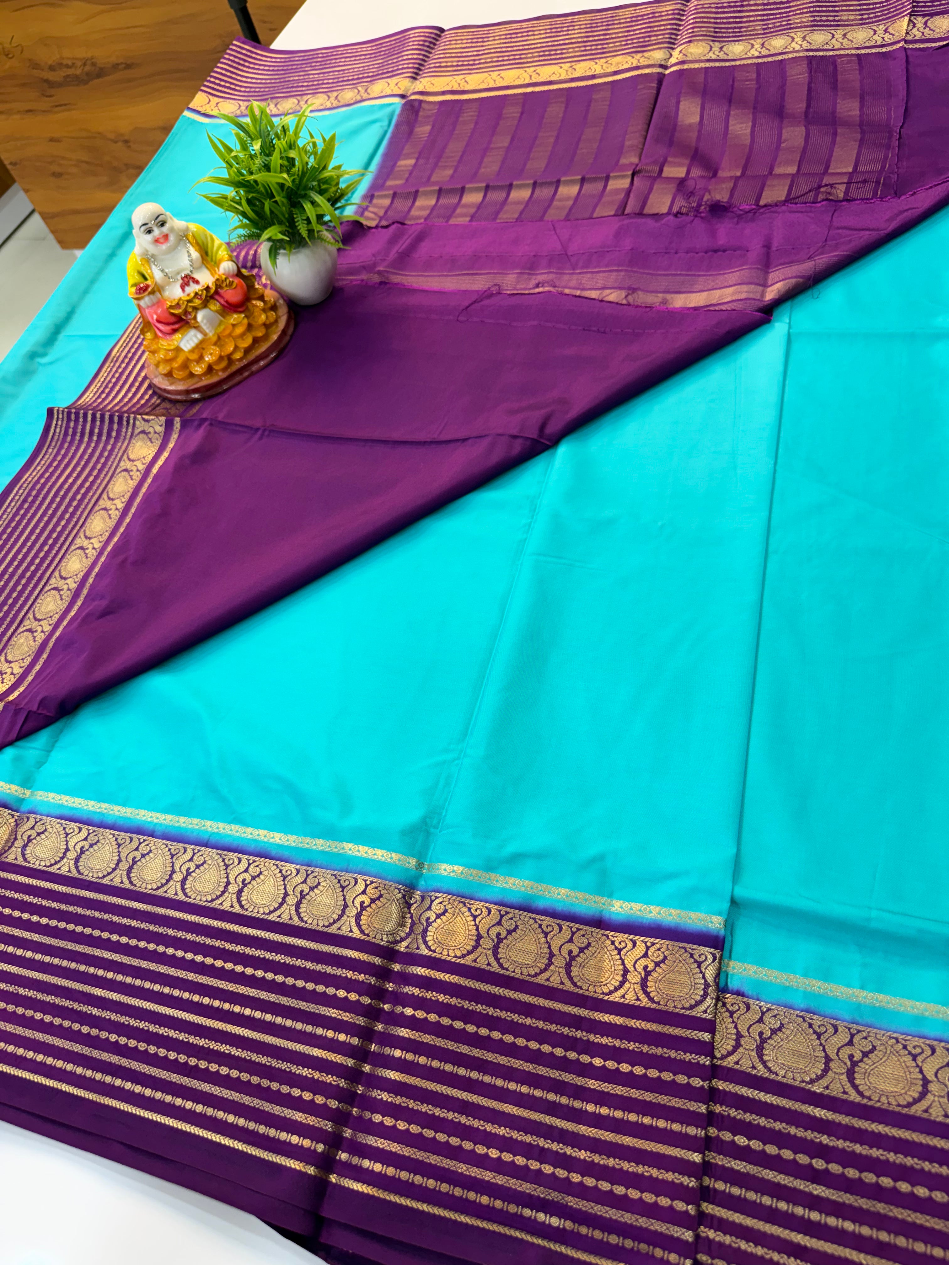 Premium Mysore Crepe Silk Saree with Mango Border