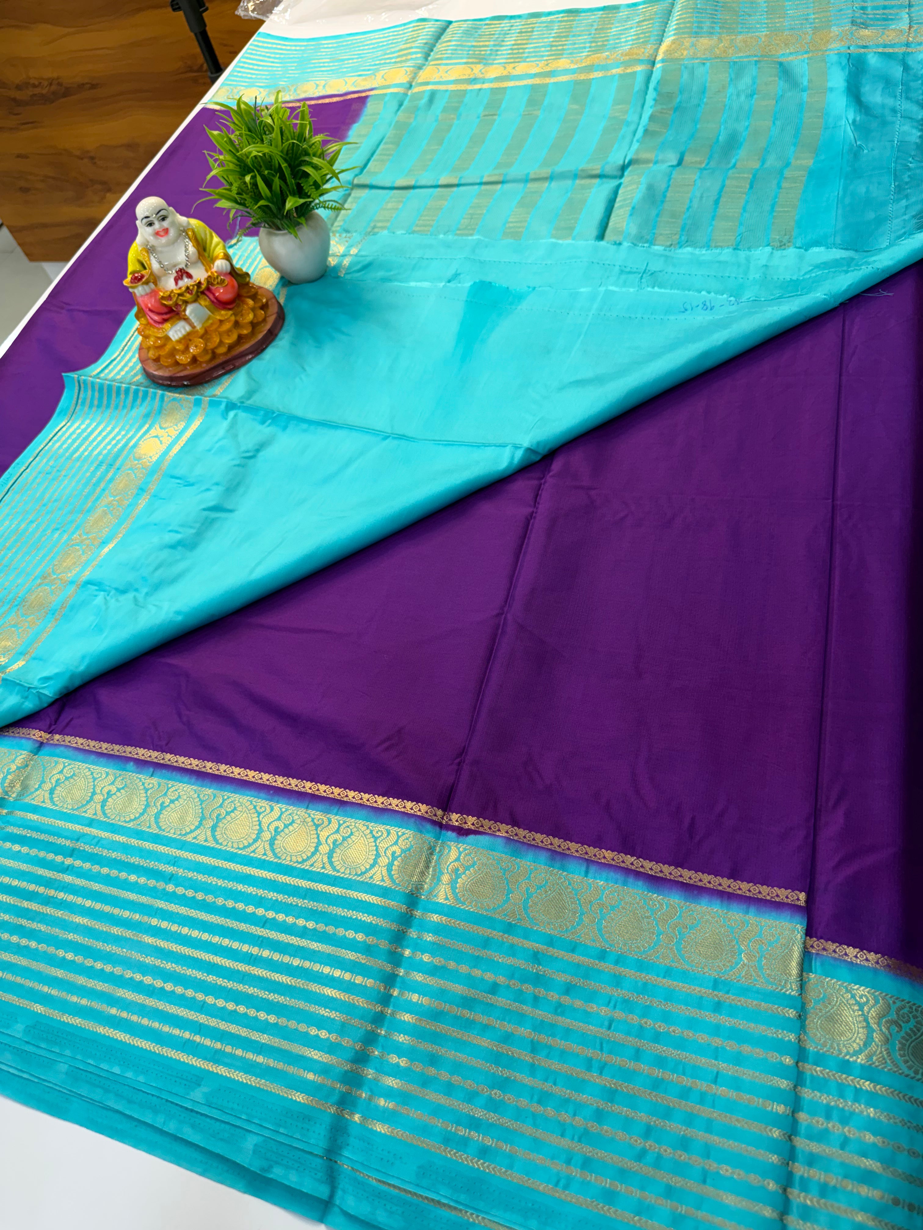 Premium Mysore Crepe Silk Saree with Mango Border