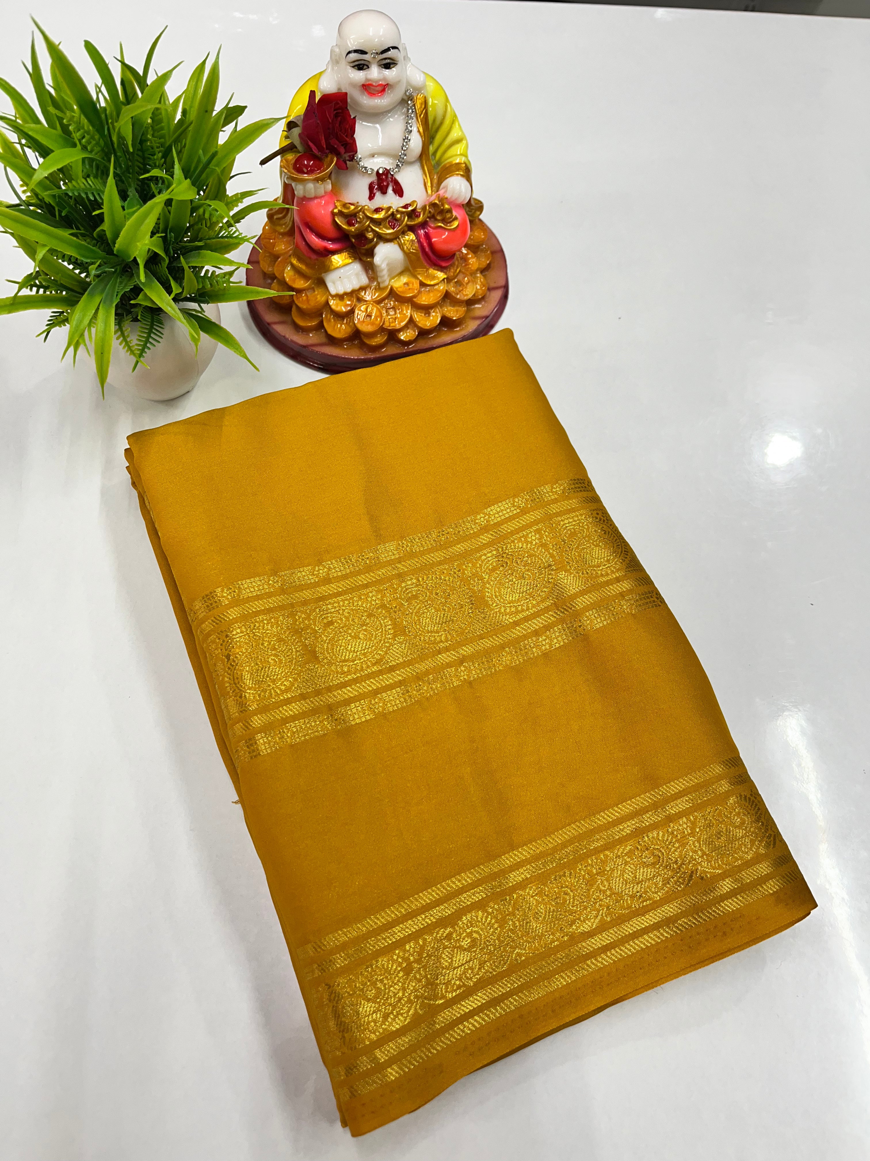 Elegant Semi Crepe Saree with Mango & Peacock Design – Padmavathi Silks and Sarees