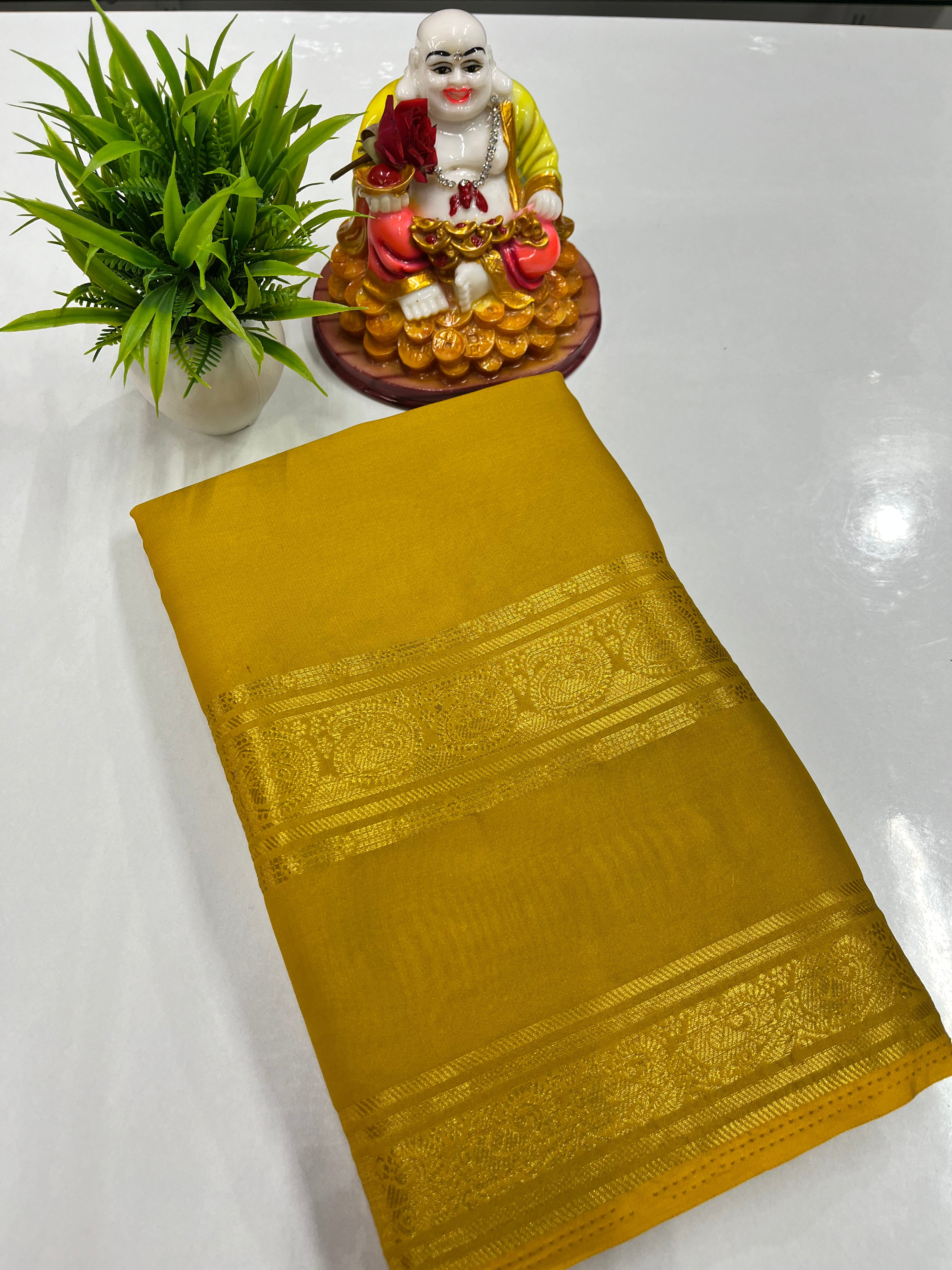 Elegant Semi Crepe Saree with Mango & Peacock Design – Padmavathi Silks and Sarees