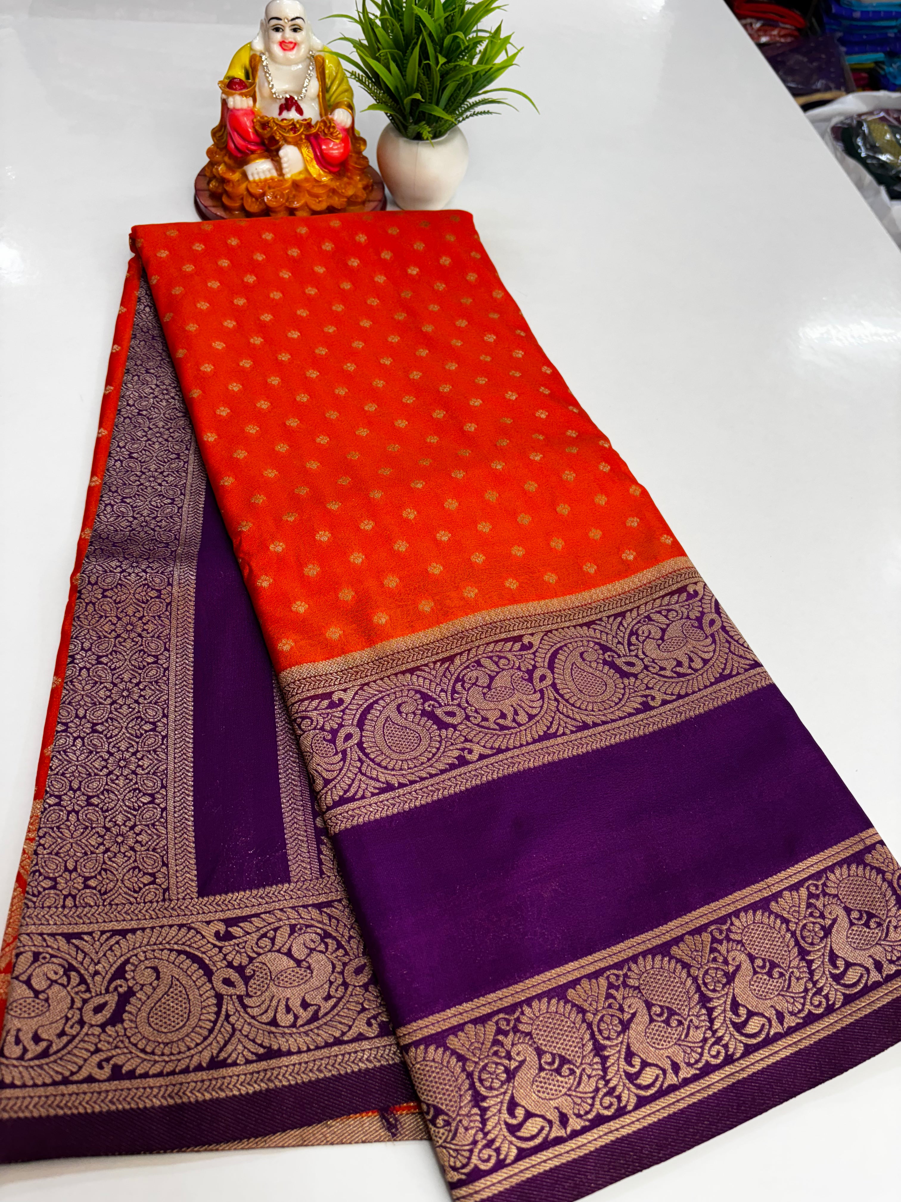 Premium Georgette Saree – Elegance with Peacock Charm | Padmavathi Silks & Sarees